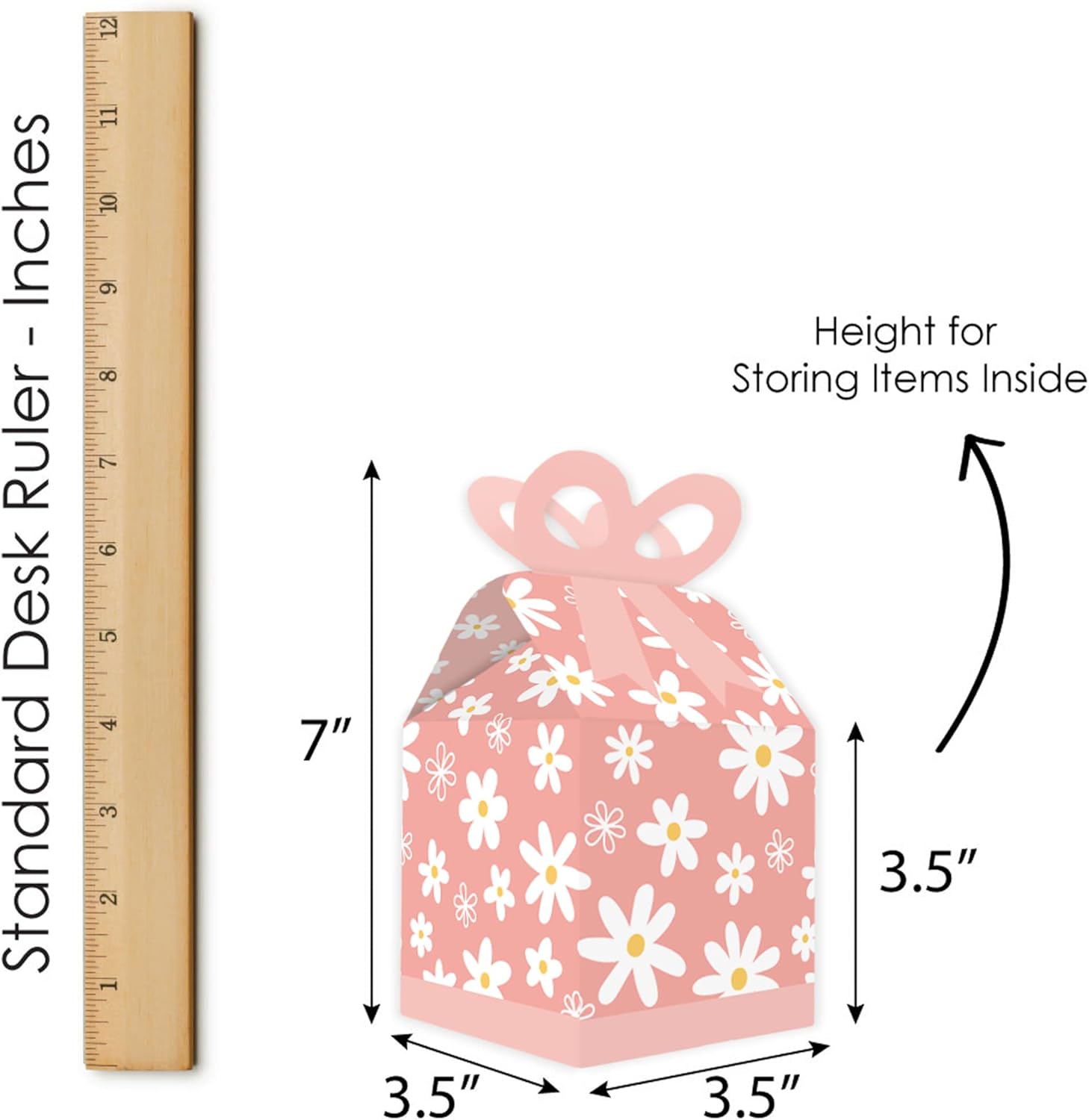 Pink Daisy Flowers Square Gift Boxes Set of 12