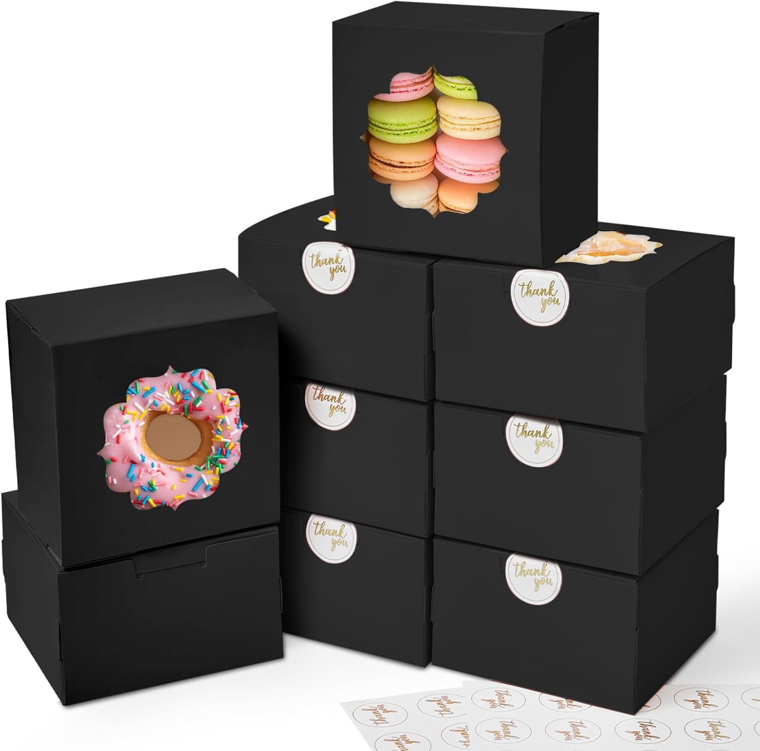 Shallive 4-Inch Cookie Boxes 25 Pcs Black Gift Box