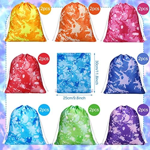 16 Pcs Tie Dye Bohemian Drawstring Bags