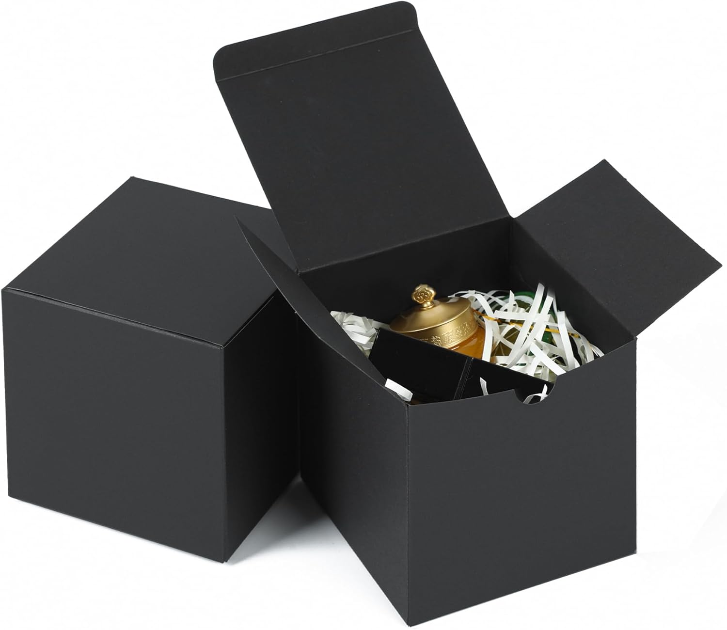 SHIPKEY 10 Pcs Black Cardboard Gift Boxes with Lids