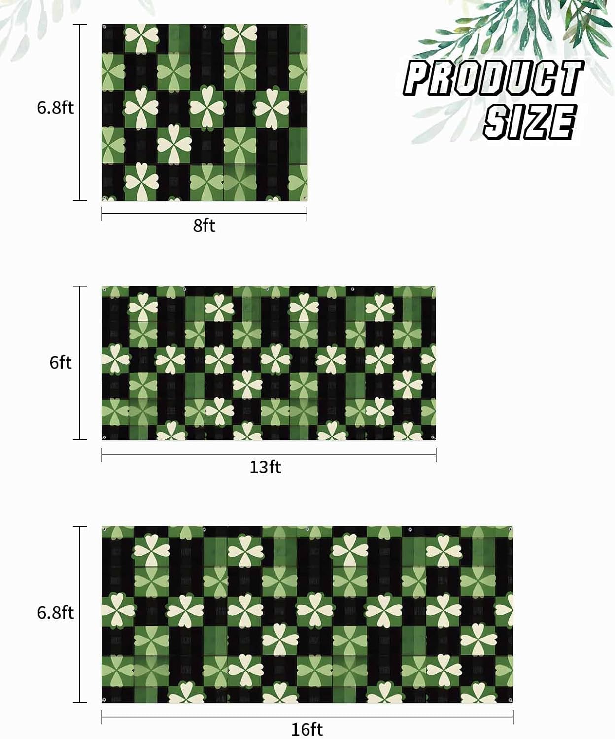 7x8ft St Patricks Day Plaid Garage Door Cover with Grommets