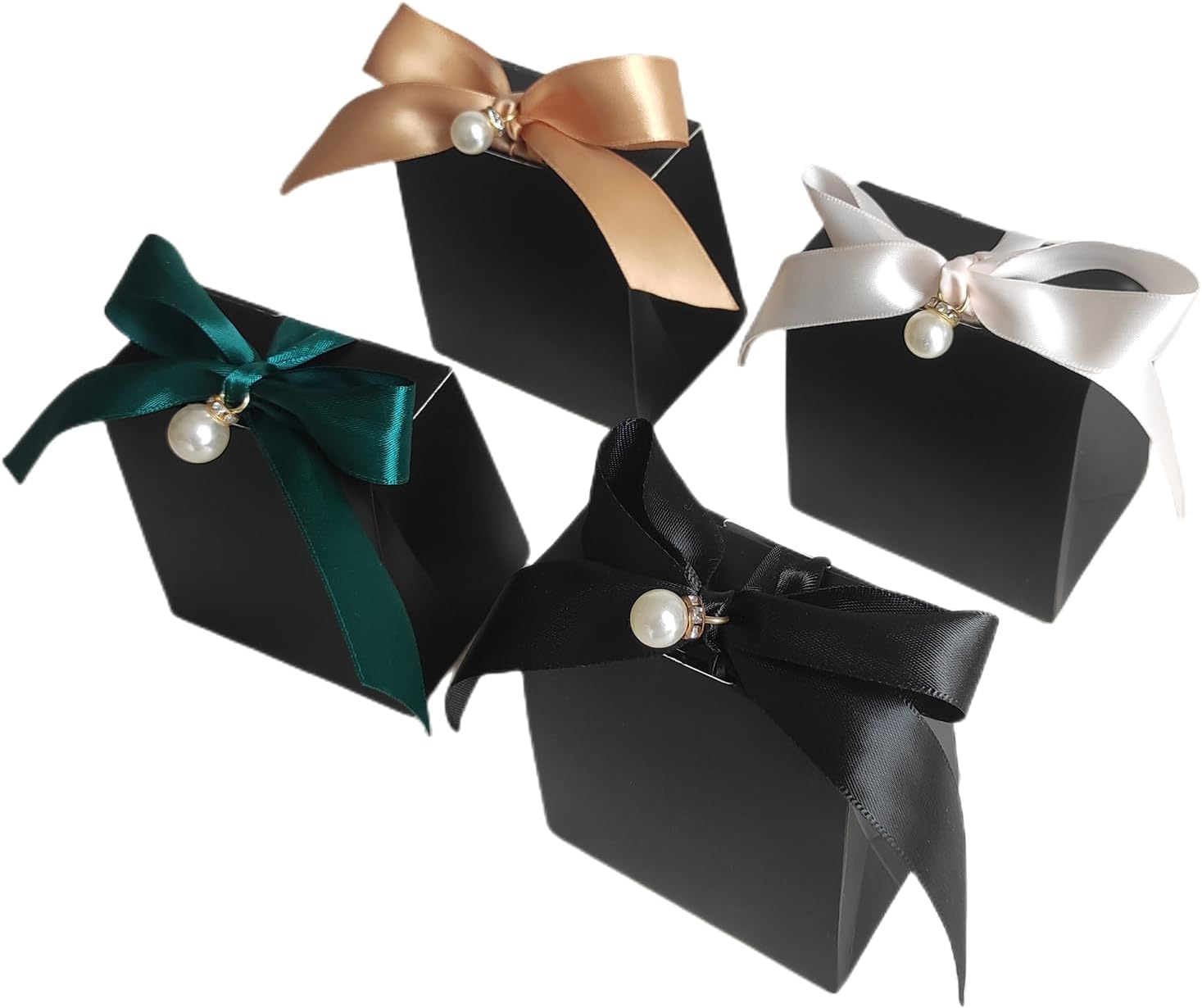 100pcs Gift Boxes with Gold Ribbon and Pearls