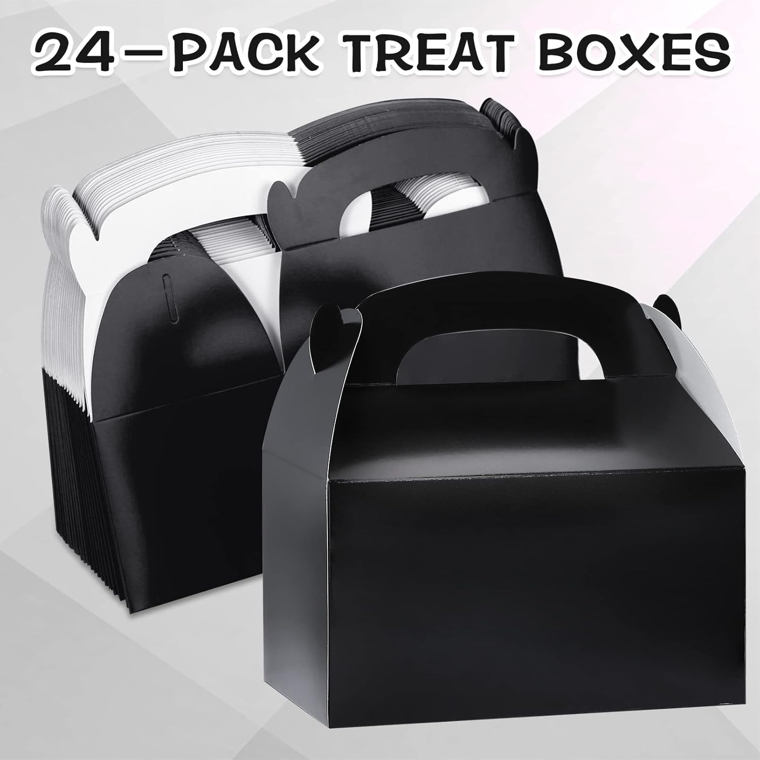 24Pcs Black Gable Candy Boxes with Handles