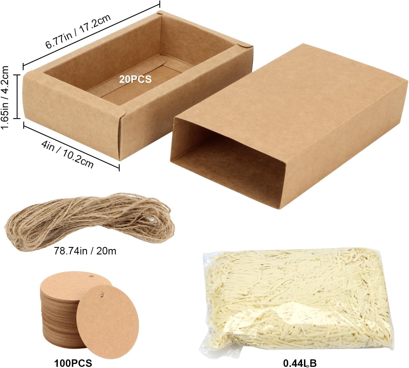 20Pcs Kraft Paper Drawer Box Set for Gifts