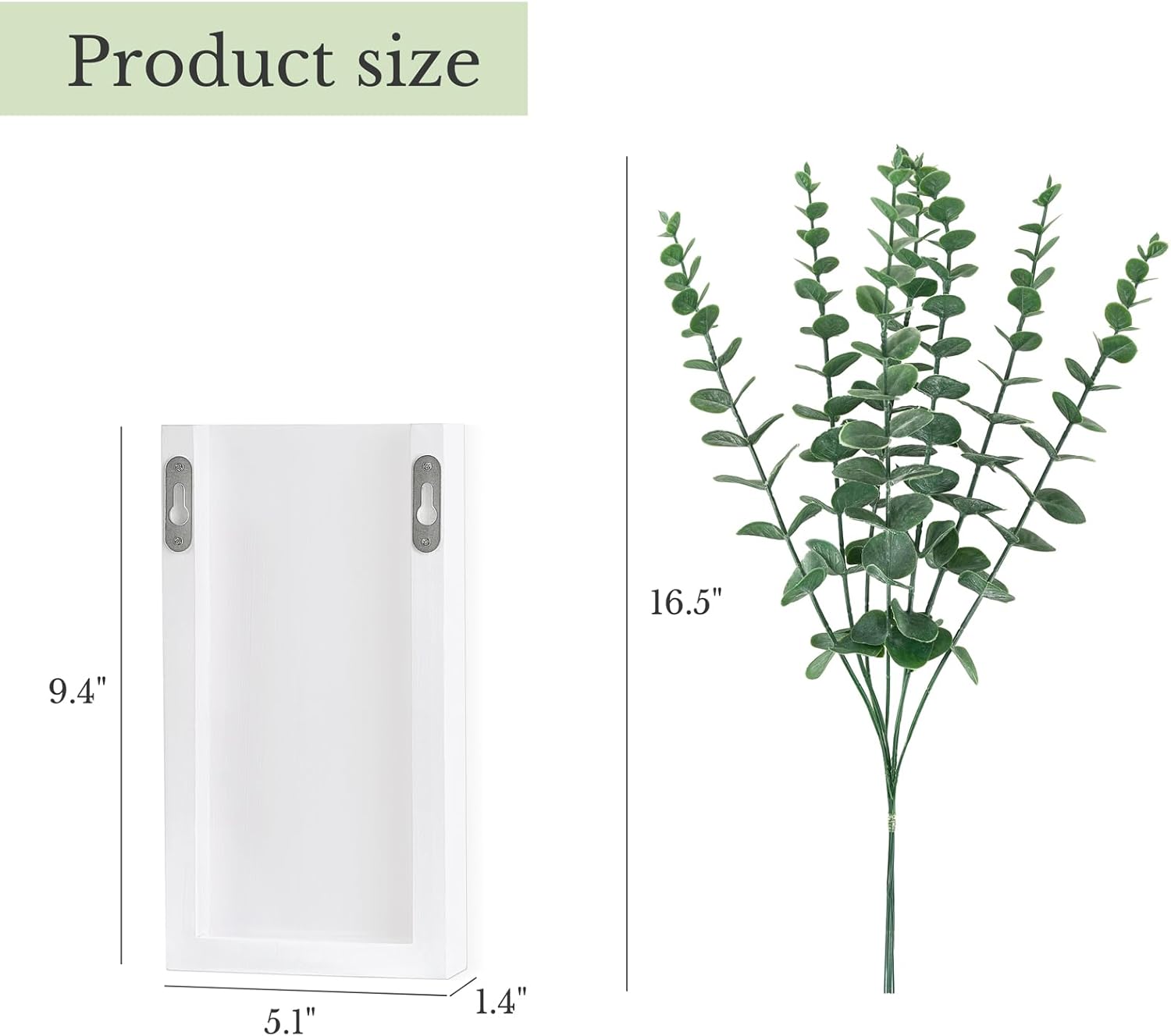 Dahey 2 Pack Wood Wall Planter with Artificial Eucalyptus