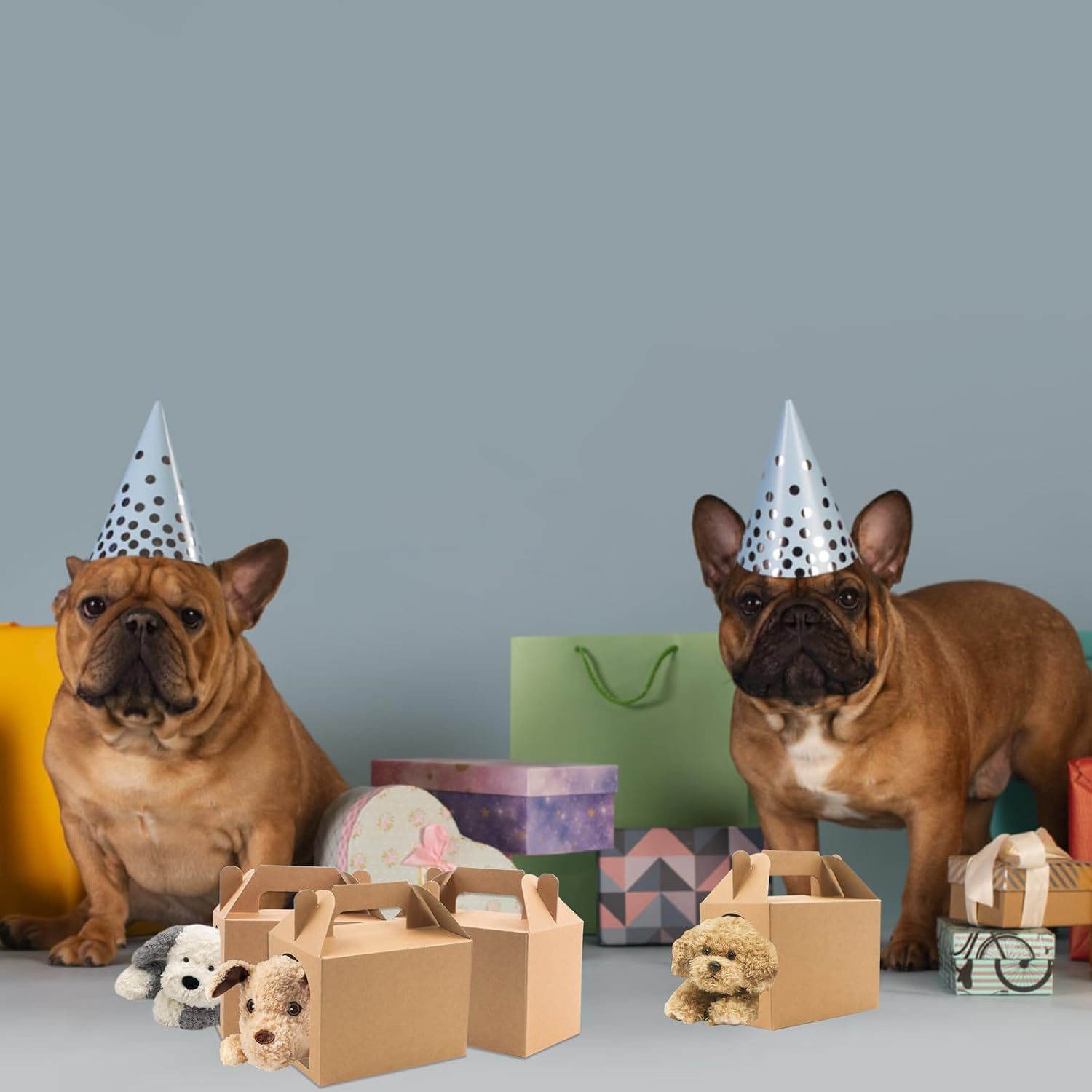 24 PCS Puppy Favors Boxes with Windows Foldable