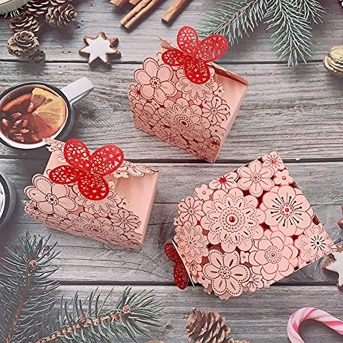 Suponey Pink Laser Cut Candy Boxes for Weddings and Parties 20 PCS