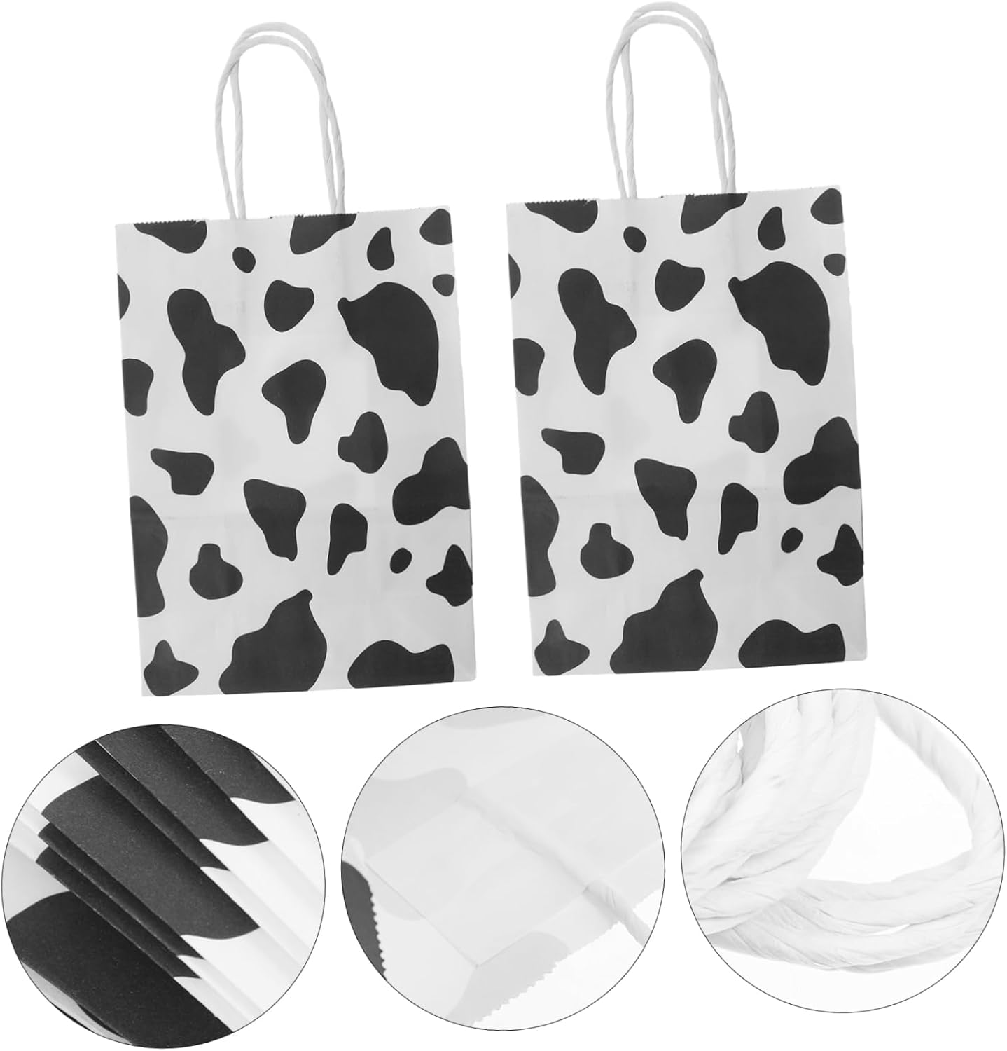 12pcs Cow Print Kraft Paper Bags for Parties and Gifts