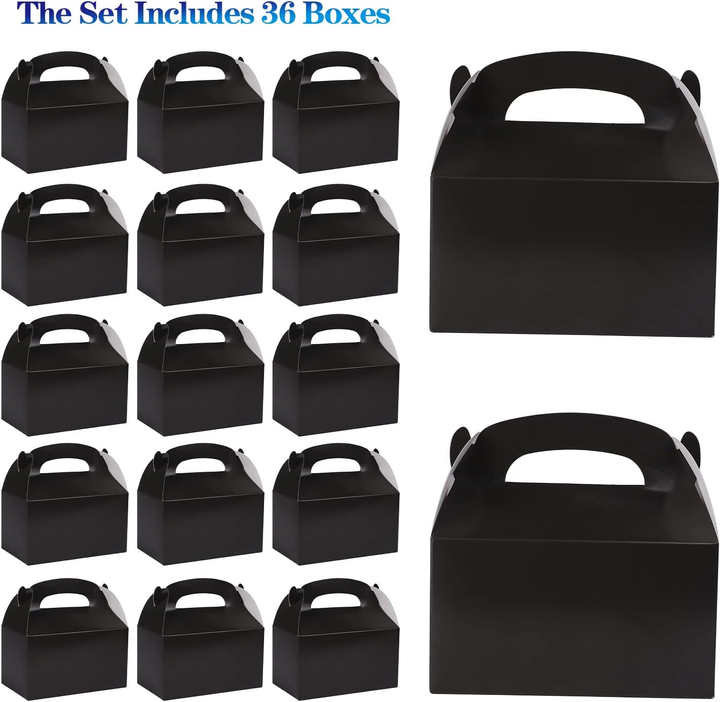 DjinnGlory 36 Pack Black Treat Boxes for Parties