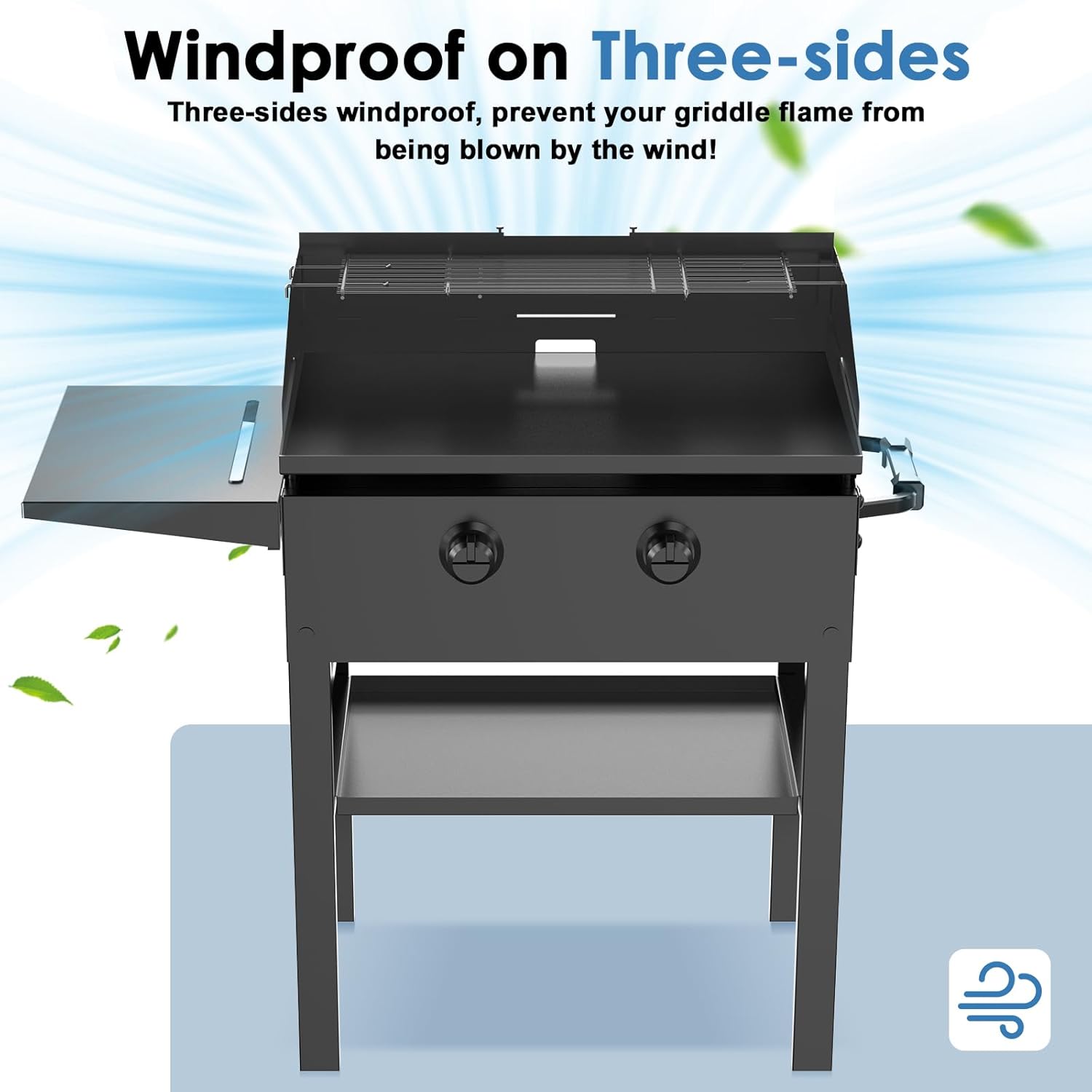 Universal Wind Guard and Warming Rack Set for Griddle 28-36 Inches
