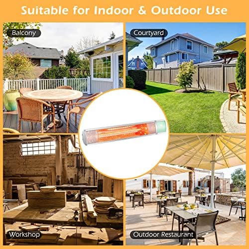 Tangkula 1500W Wall Mounted Patio Heater with Remote Control and 3 Power Settings