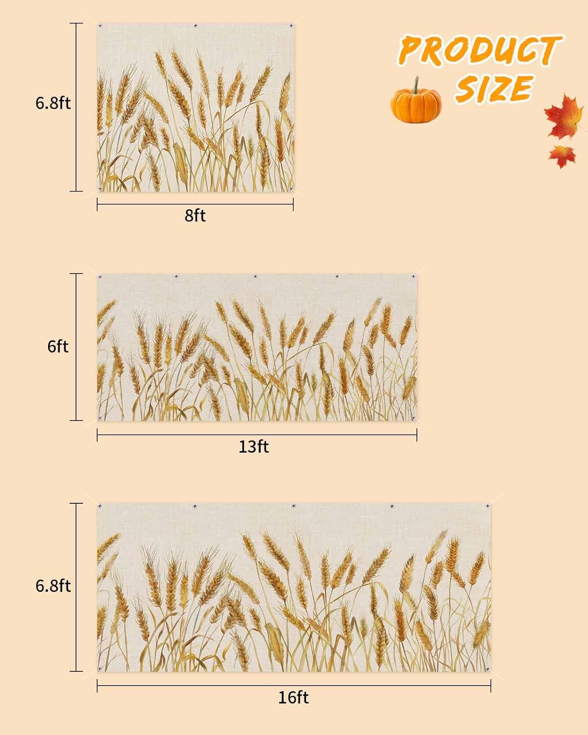 IDOWMAT Fall Yellow Wheat Spikelets Garage Door Cover 7x8ft