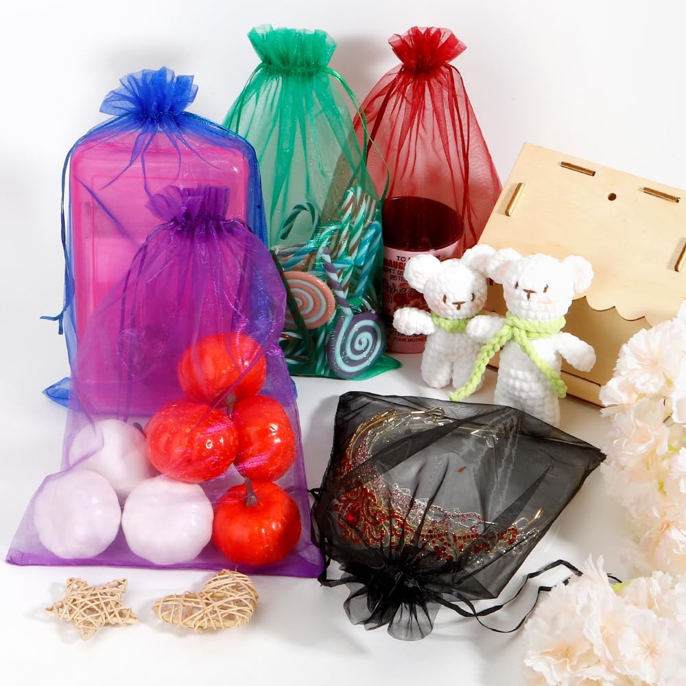 100PCS Black Organza Drawstring Gift Bags