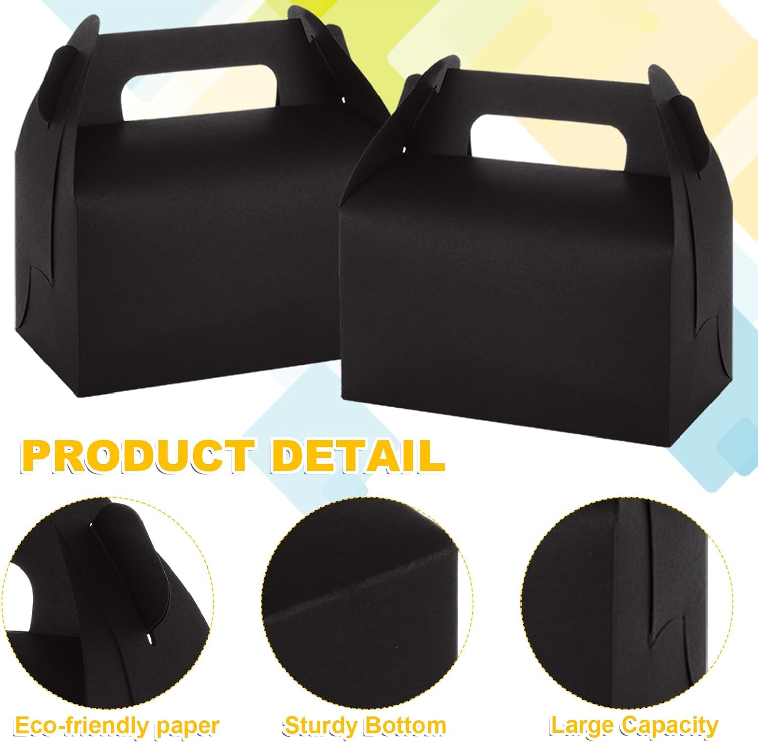 MUXHEL 50 Pcs Black Treat Boxes for Parties