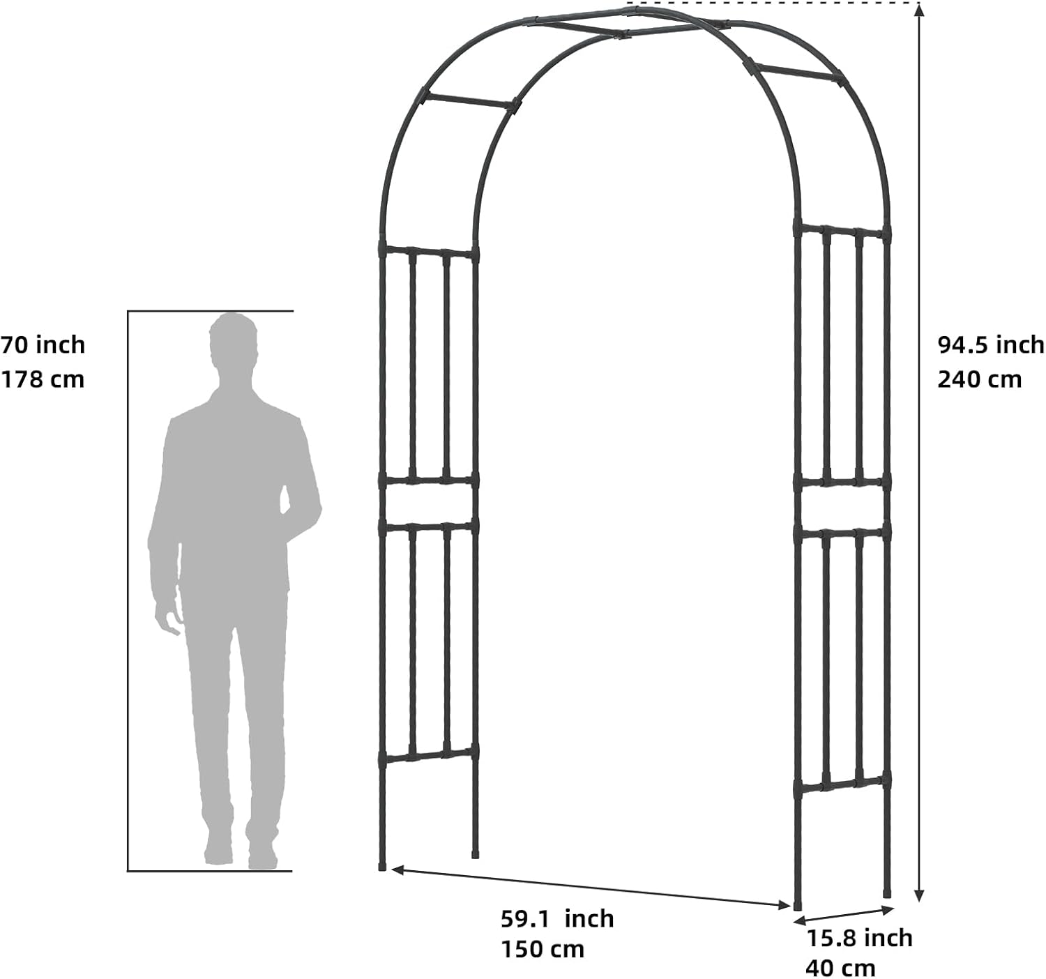 Garden Arch Trellis - 59in x 945in for Climbing Plants