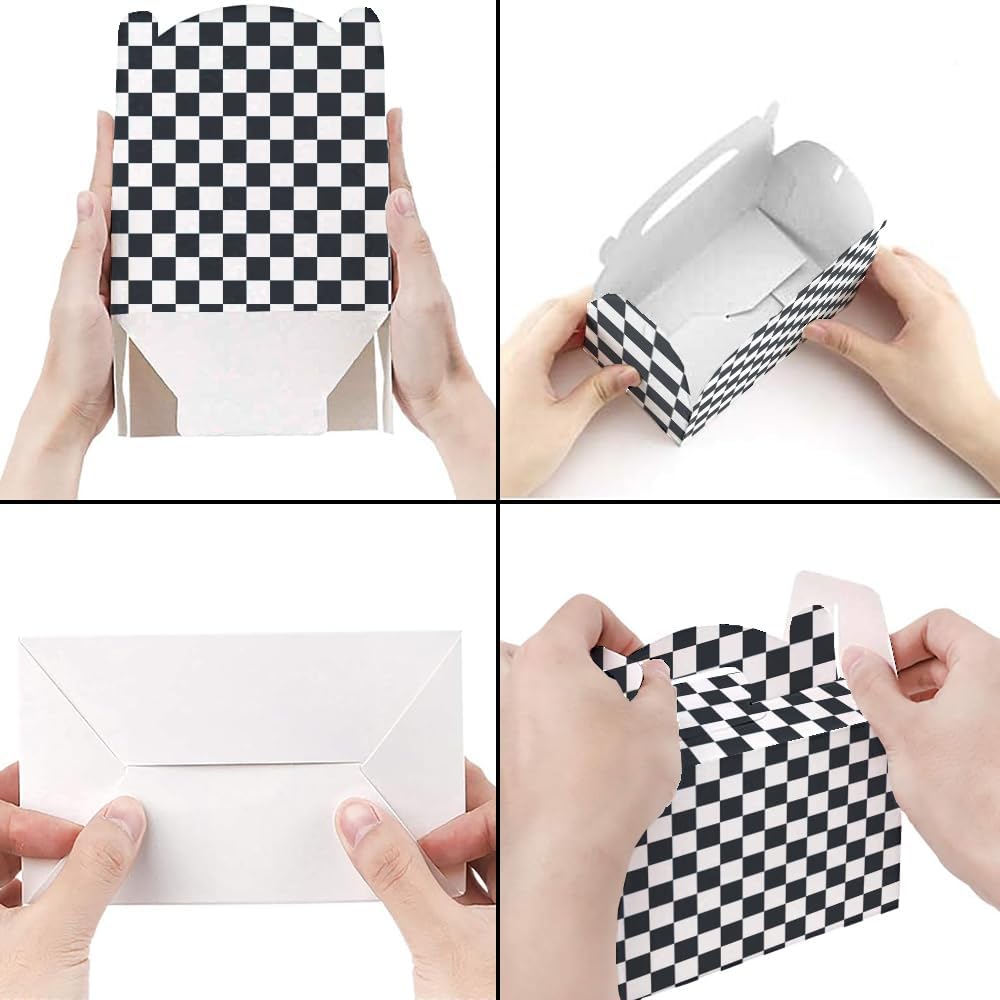Keioy 16pcs Racing Flag Gift Bags Race Car Theme Party Favors