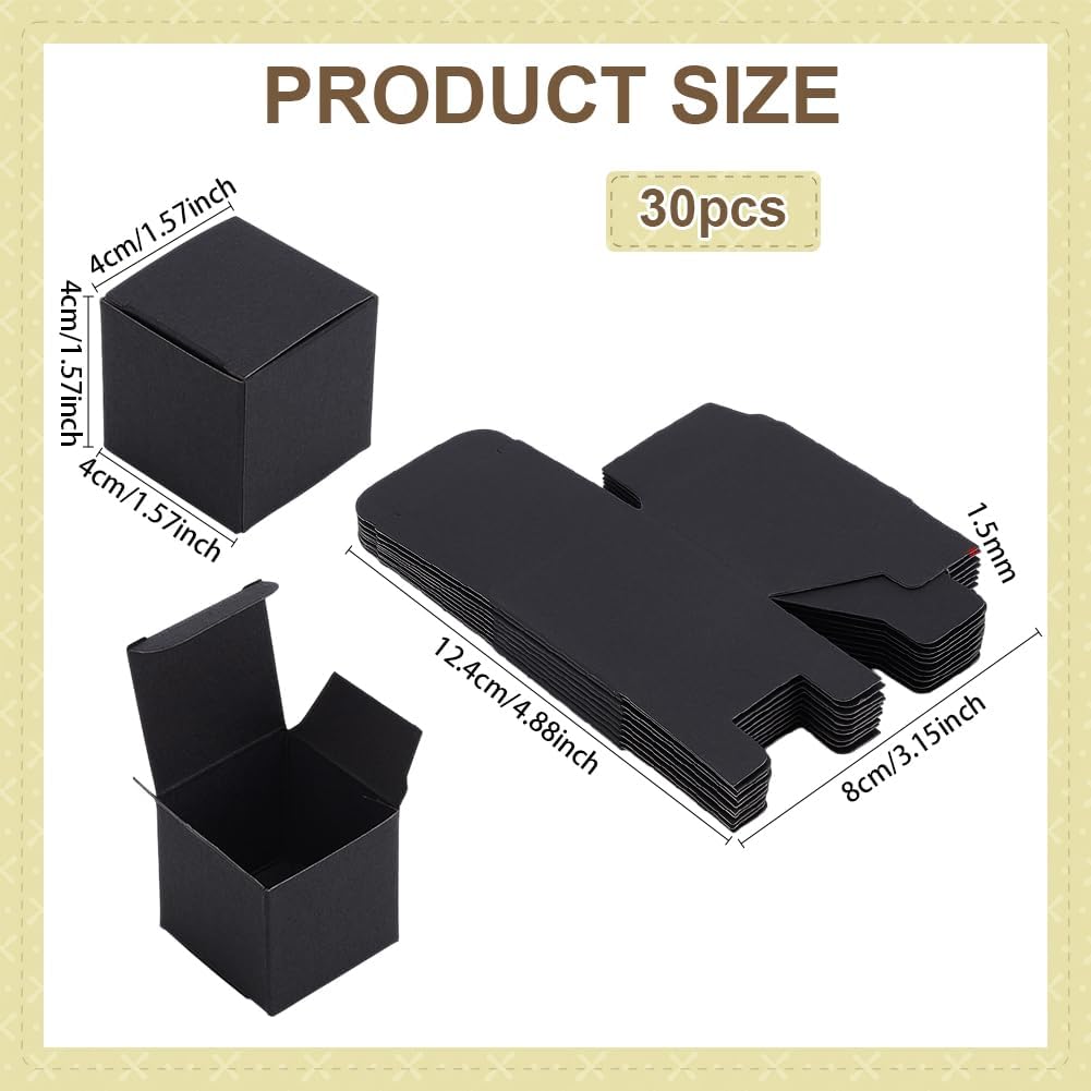 PH PandaHall 30pcs Mini Square Gift Boxes Foldable Black Packaging
