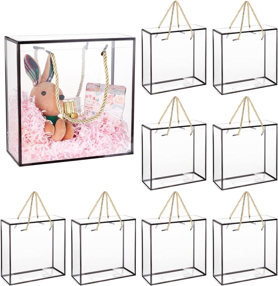 BENECREAT 10 Pack Clear PET Gift Boxes with Handle