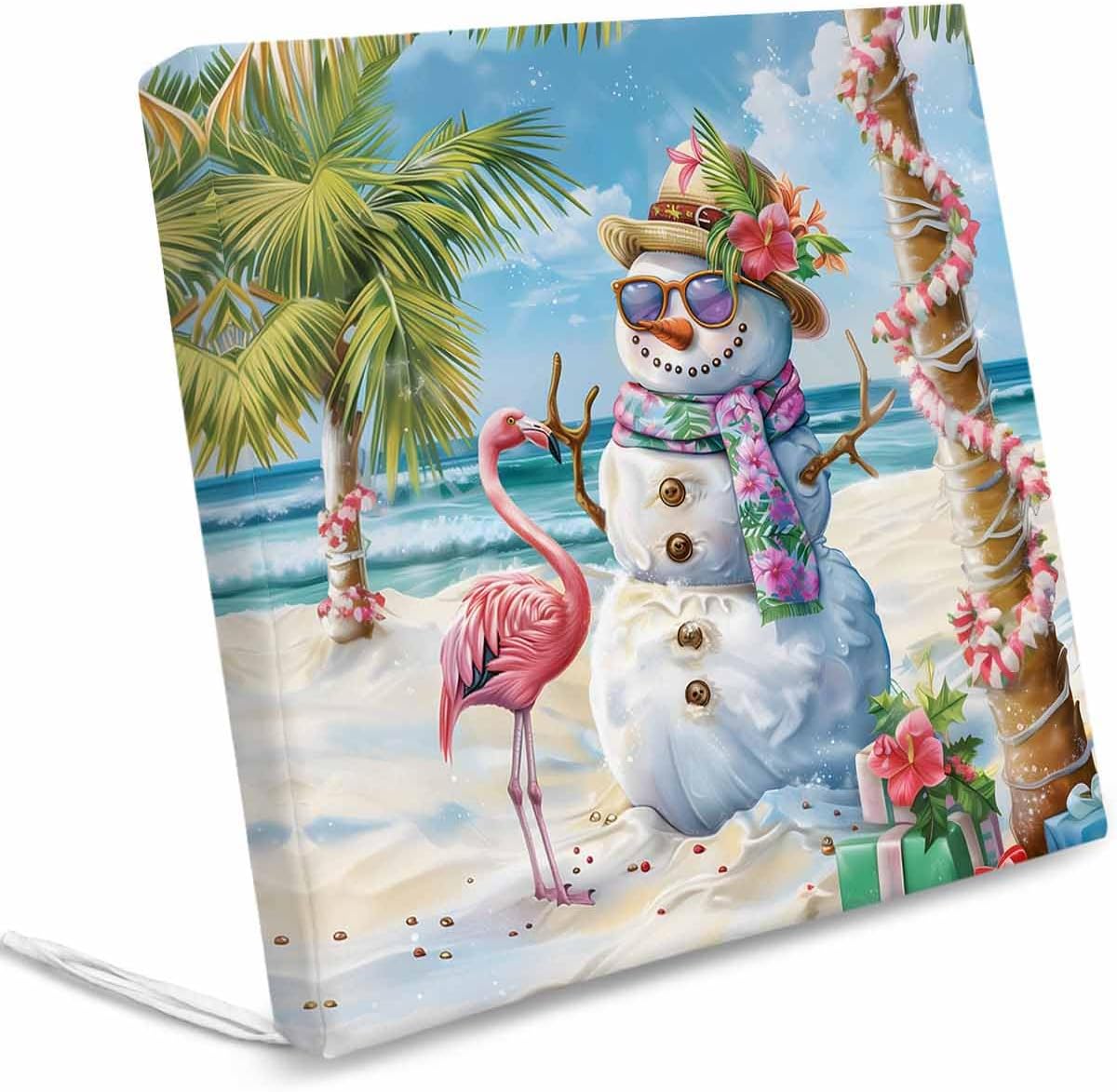 Hokiten Coastal Snowman Christmas Cushion Chair Cover Set of 4