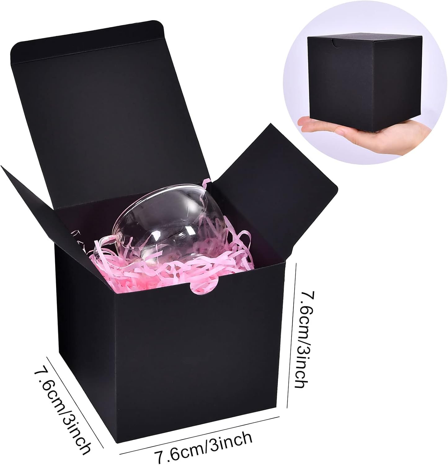 NIGNYA 50 Pack Black Gift Boxes 3x3x3 Inch