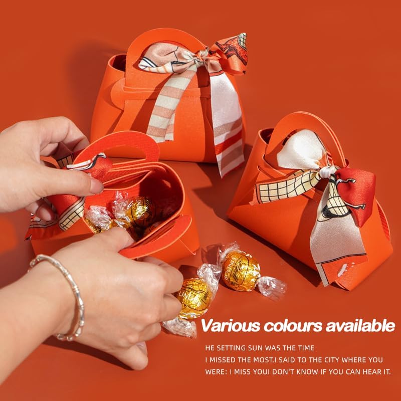HOSDZOU 10 Pack Leather Wedding Candy Bags with Handle