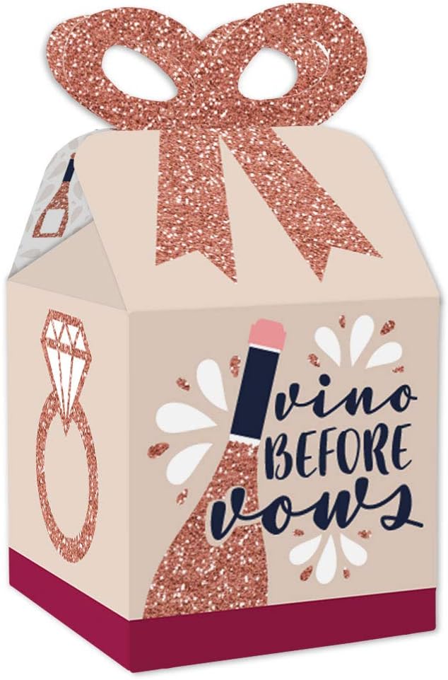 Big Dot of Happiness Vino Before Vows Bow Boxes Set of 12