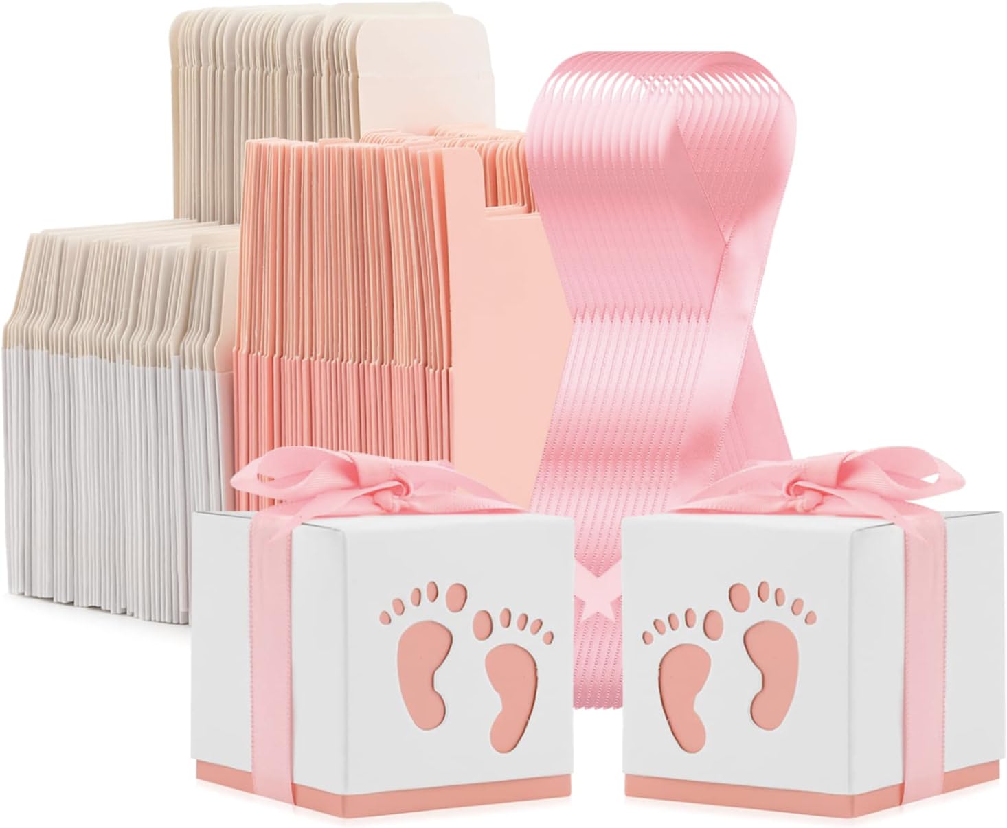 100 Pack Baby Shower Favor Boxes with Ribbon