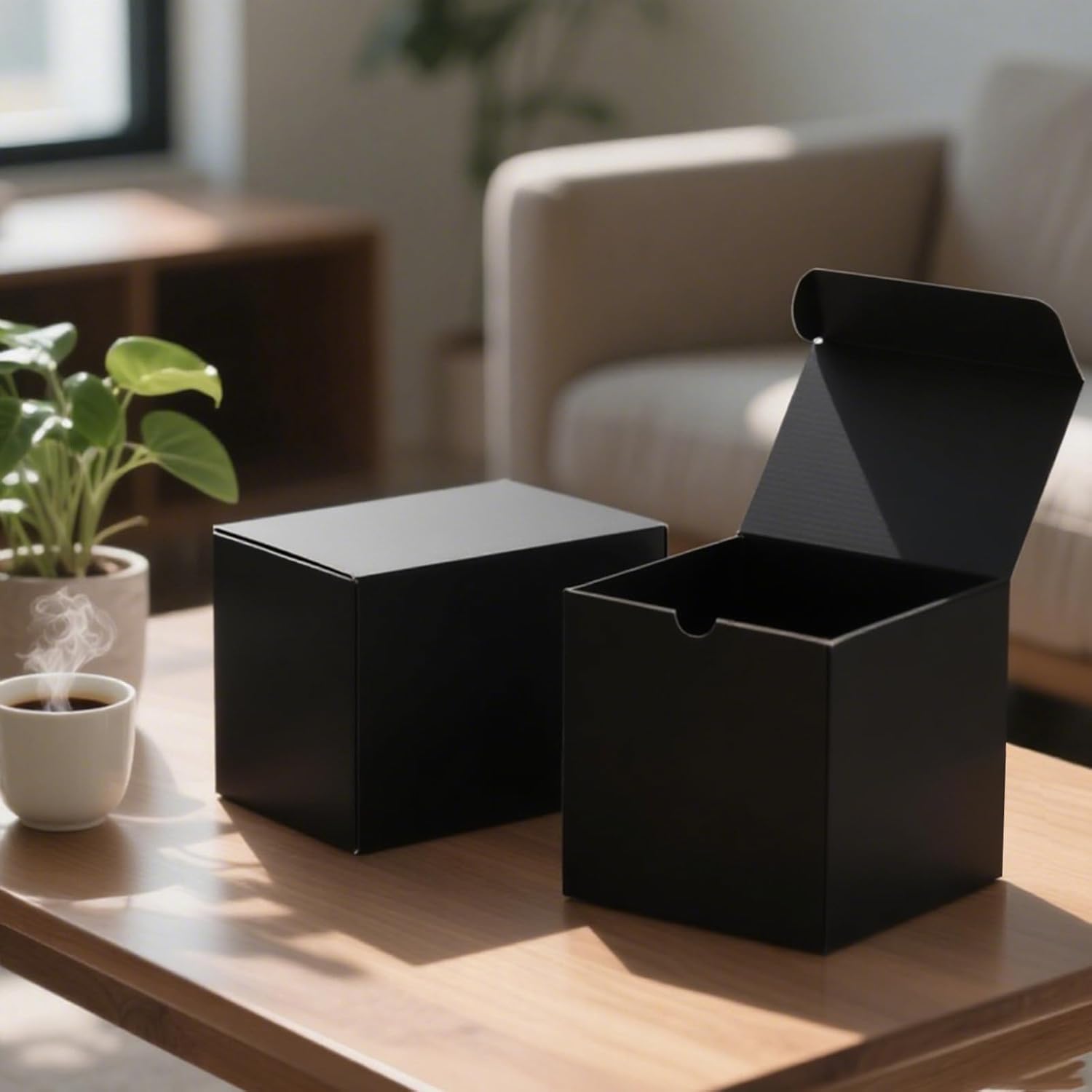 SHIPKEY 10 Pcs Black Cardboard Gift Boxes with Lids