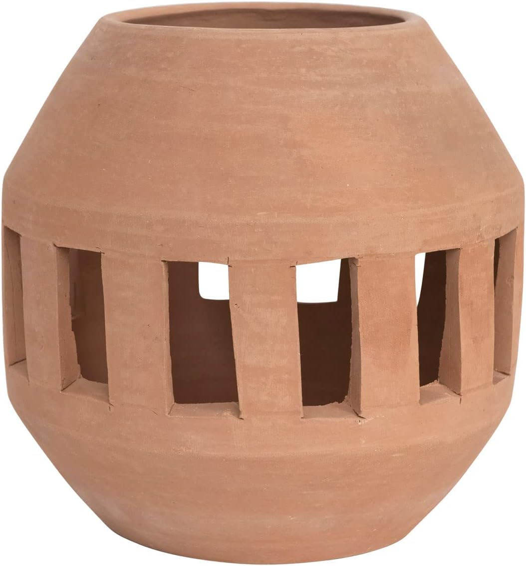 Creative Co Op Handmade Terra Cotta Planter with Cut Outs