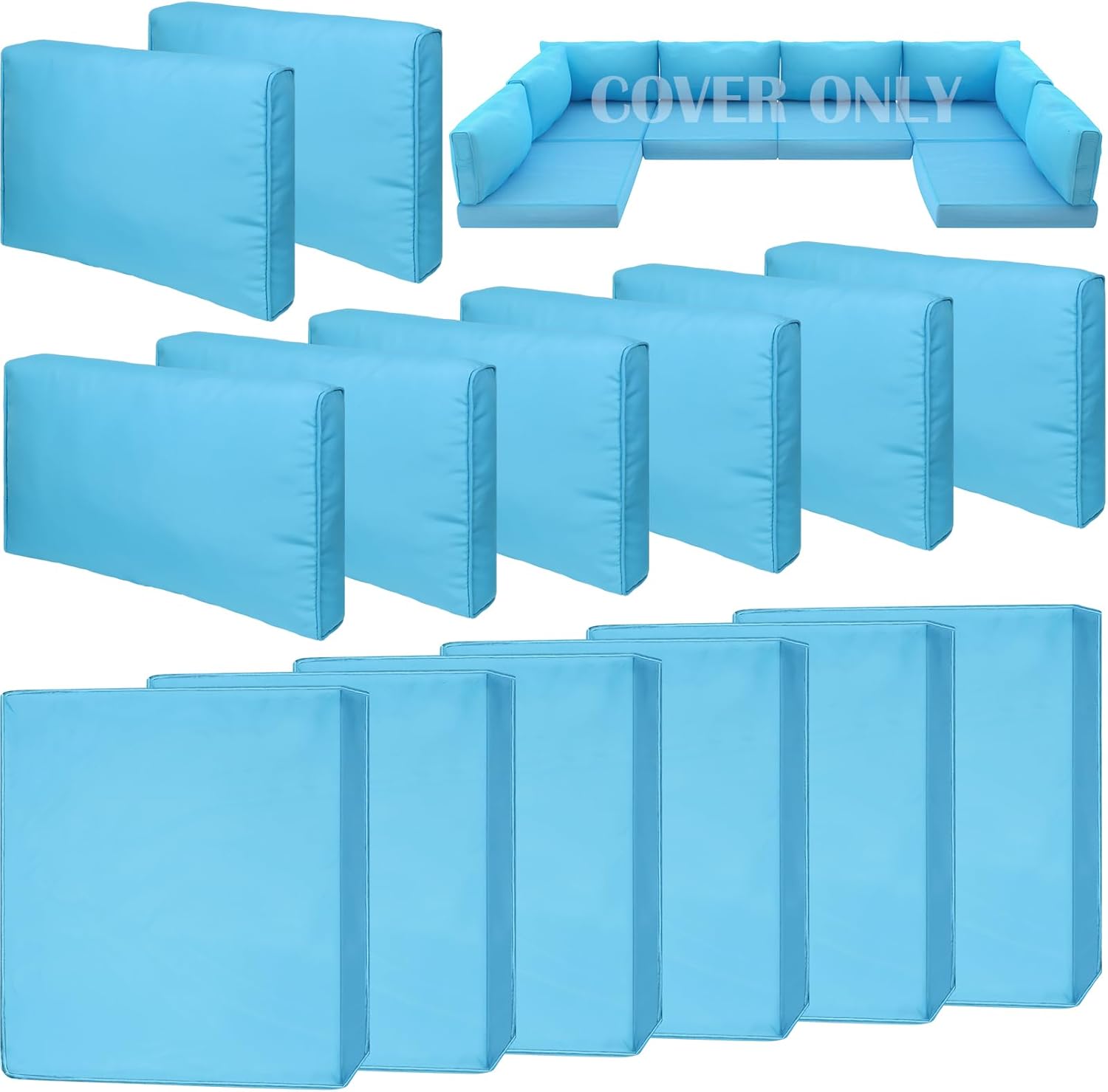 14 Piece Waterproof Patio Cushion Covers for 6-Seat Wicker Sectional Couch