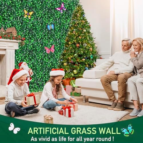 SunnySmile 12-Piece Artificial Grass Wall Panels with Double Sided Tape