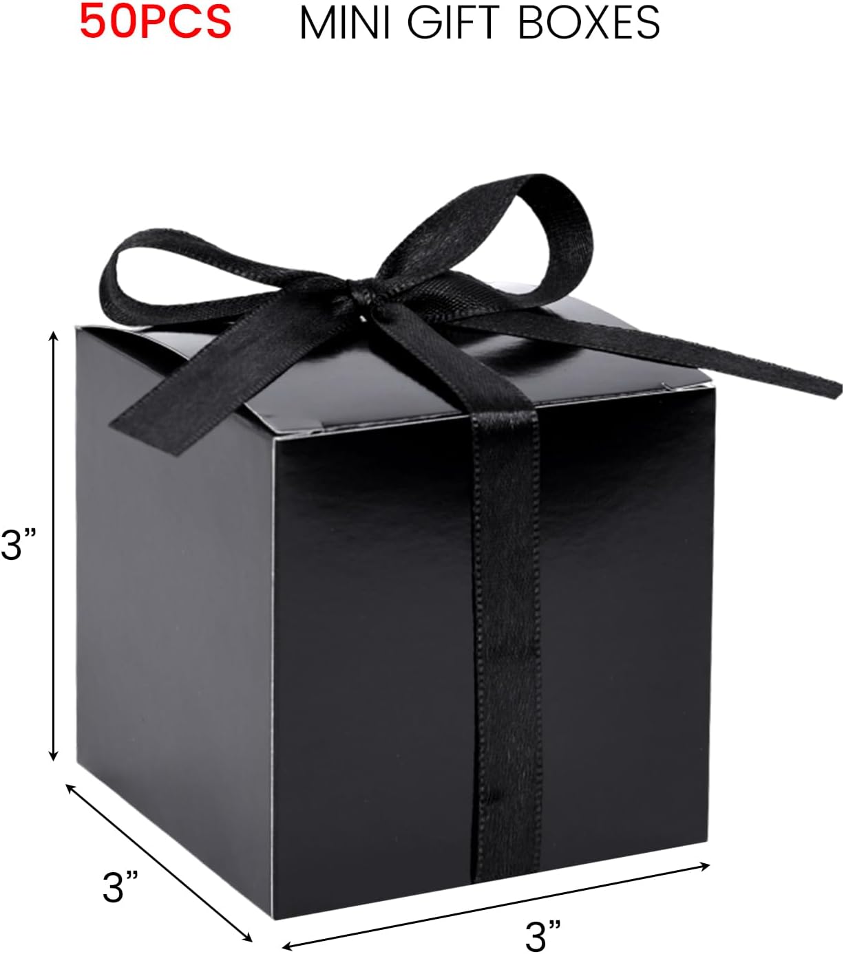 VGOODALL 50PCS Black Kraft Gift Boxes with Ribbon