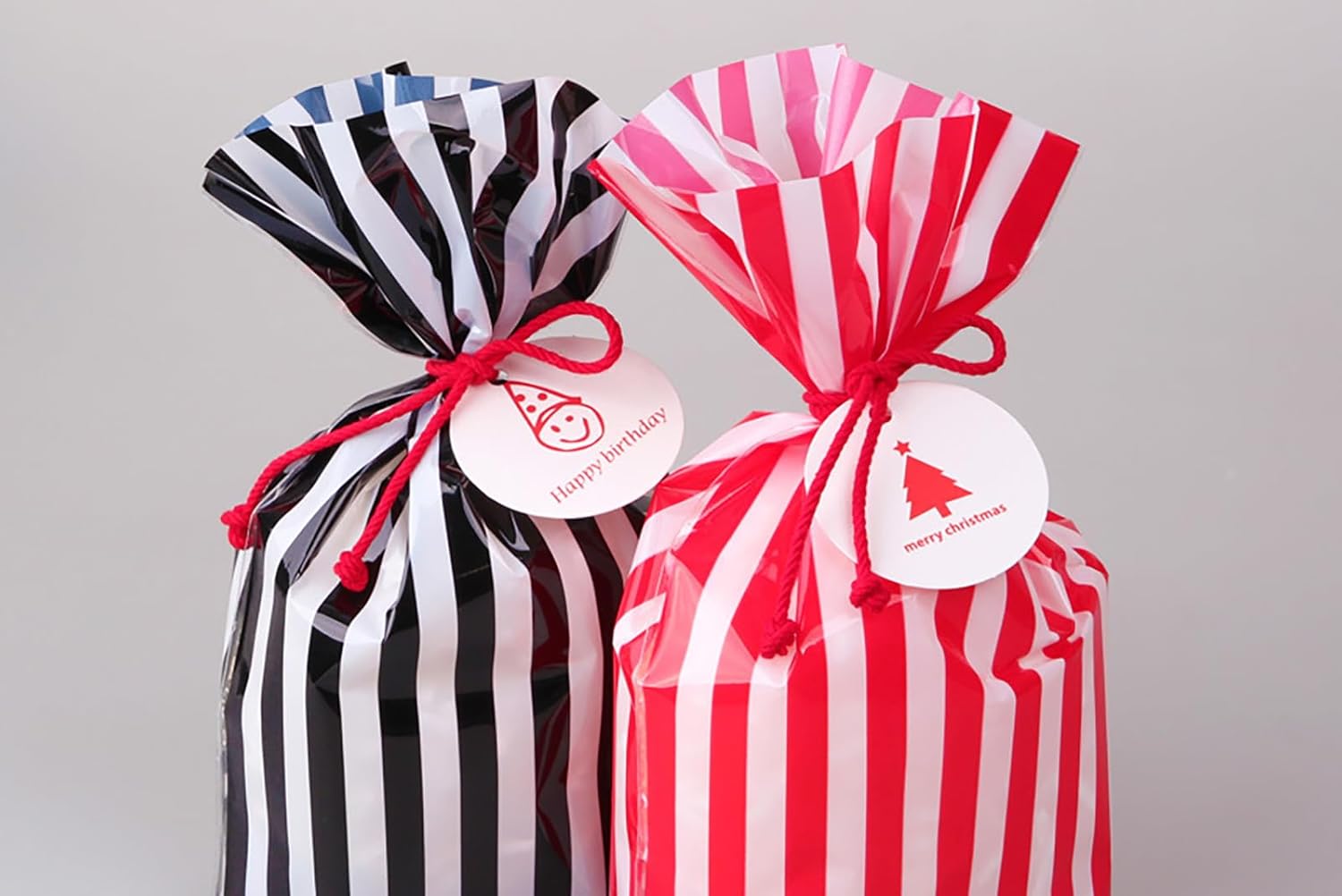 ZOOYOO Black Stripes Cellophane Treat Bags 50 Pack