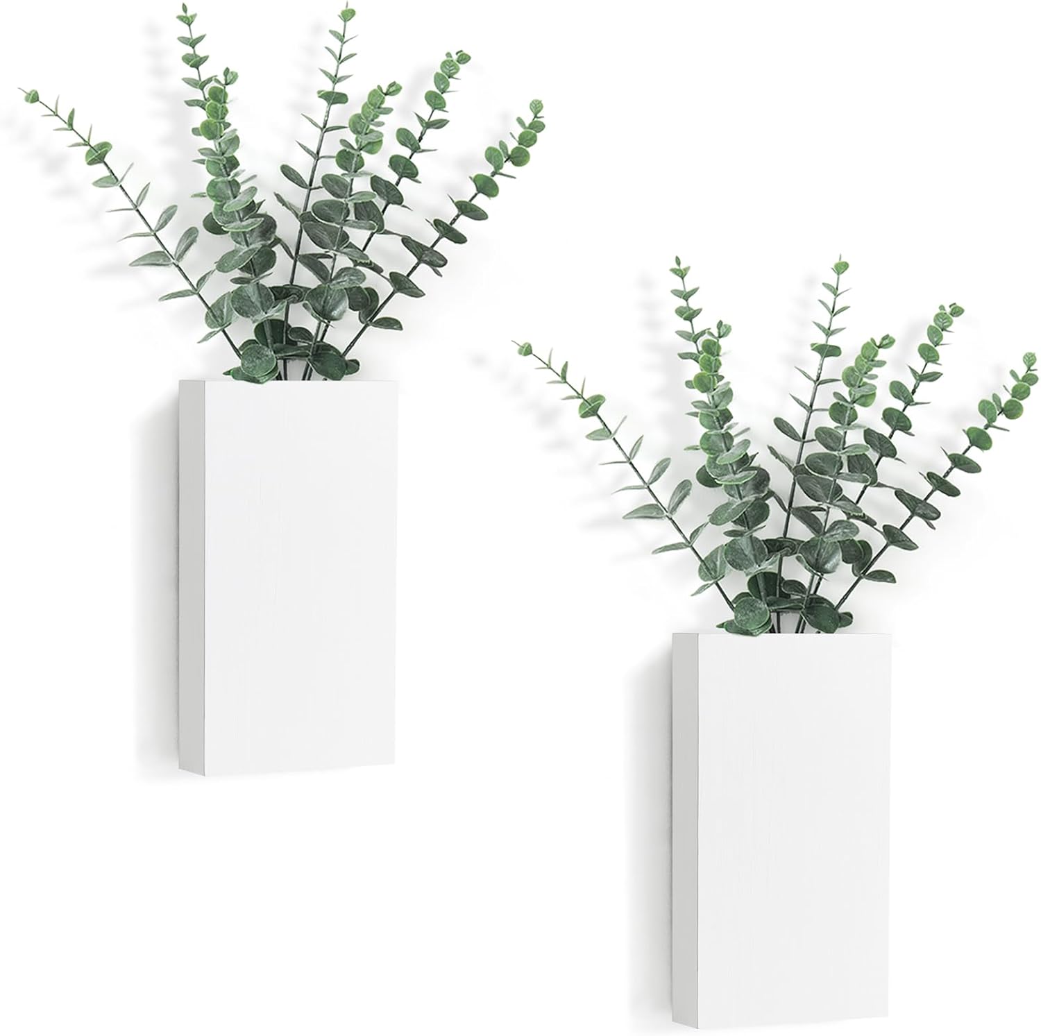 Dahey 2 Pack Wood Wall Planter with Artificial Eucalyptus