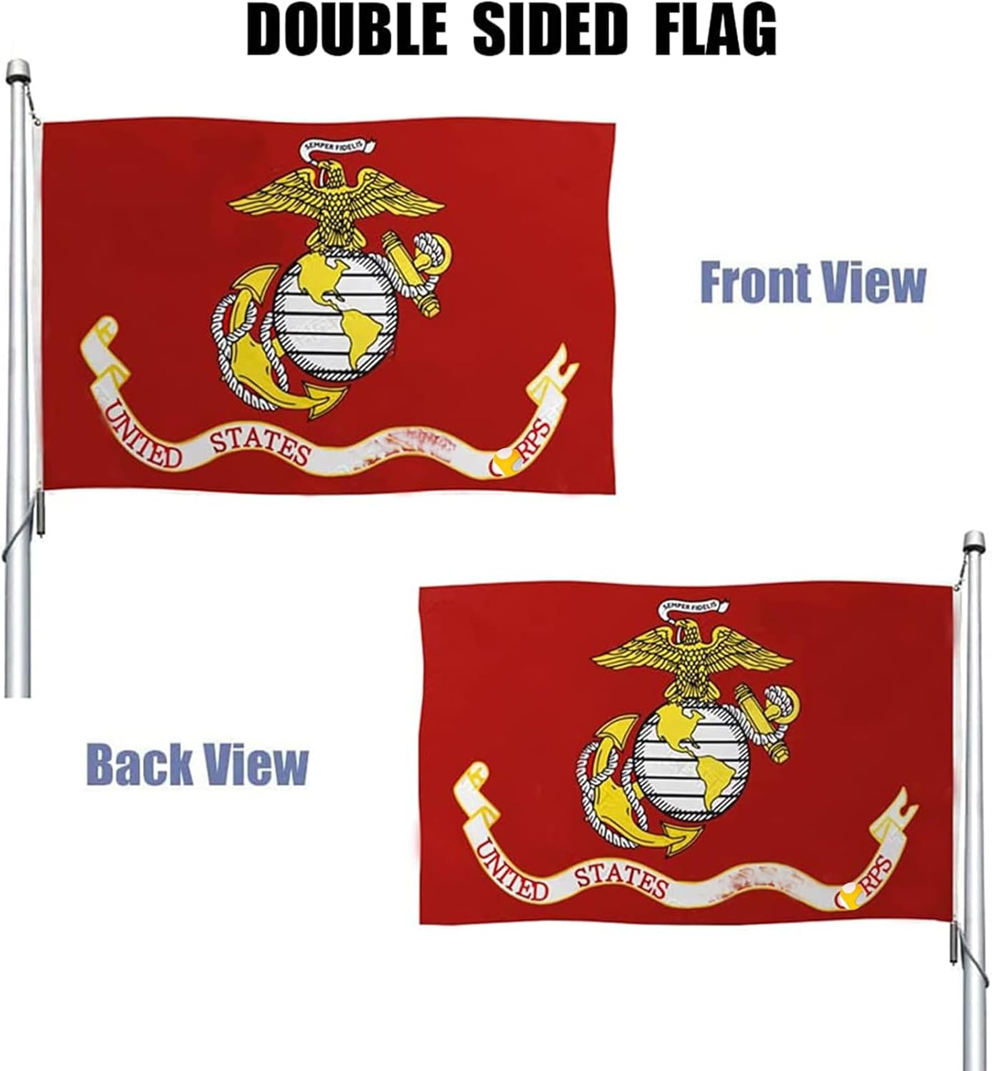 US Marine Corps Flag 3x5 Double Sided Heavy Duty