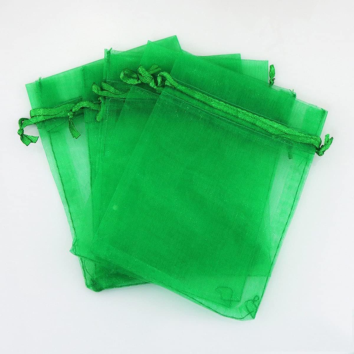 4x6 Inch Organza Gift Bags with Drawstring 50 Count Green Clear Sachet