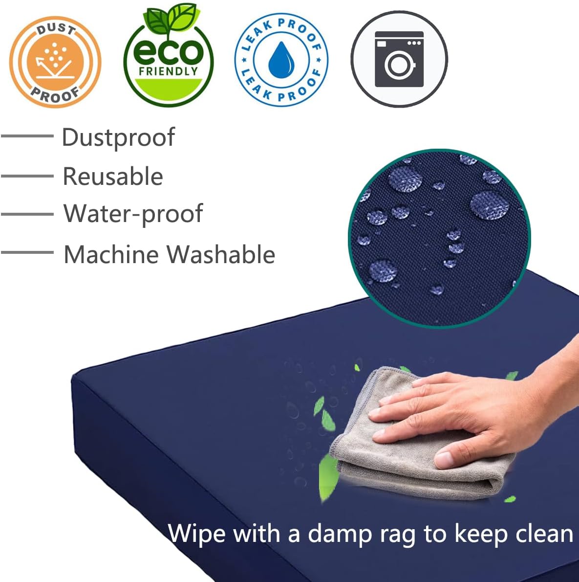 Sqodok Waterproof Outdoor Cushion Covers 2Pack Blue