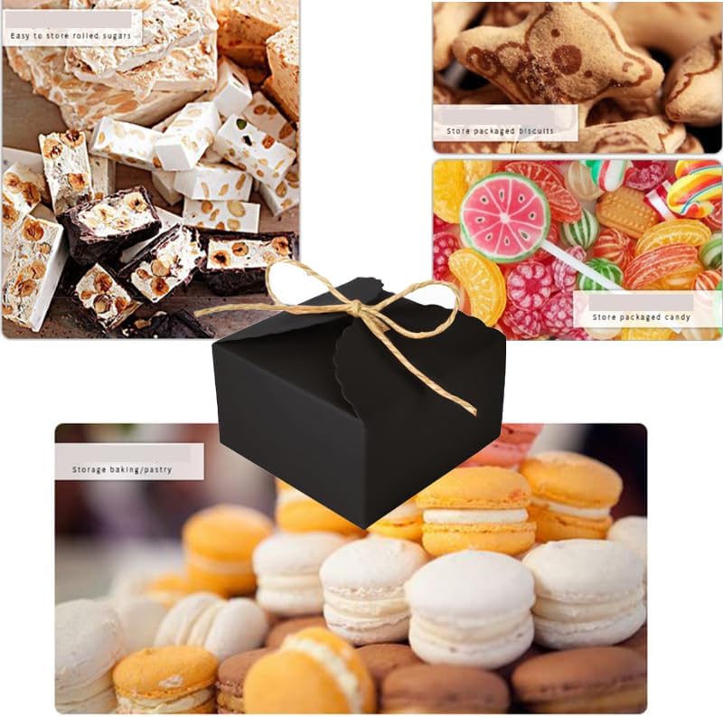 20pcs Black 9x9x5cm Bakery Gift Boxes for Cakes and Treats