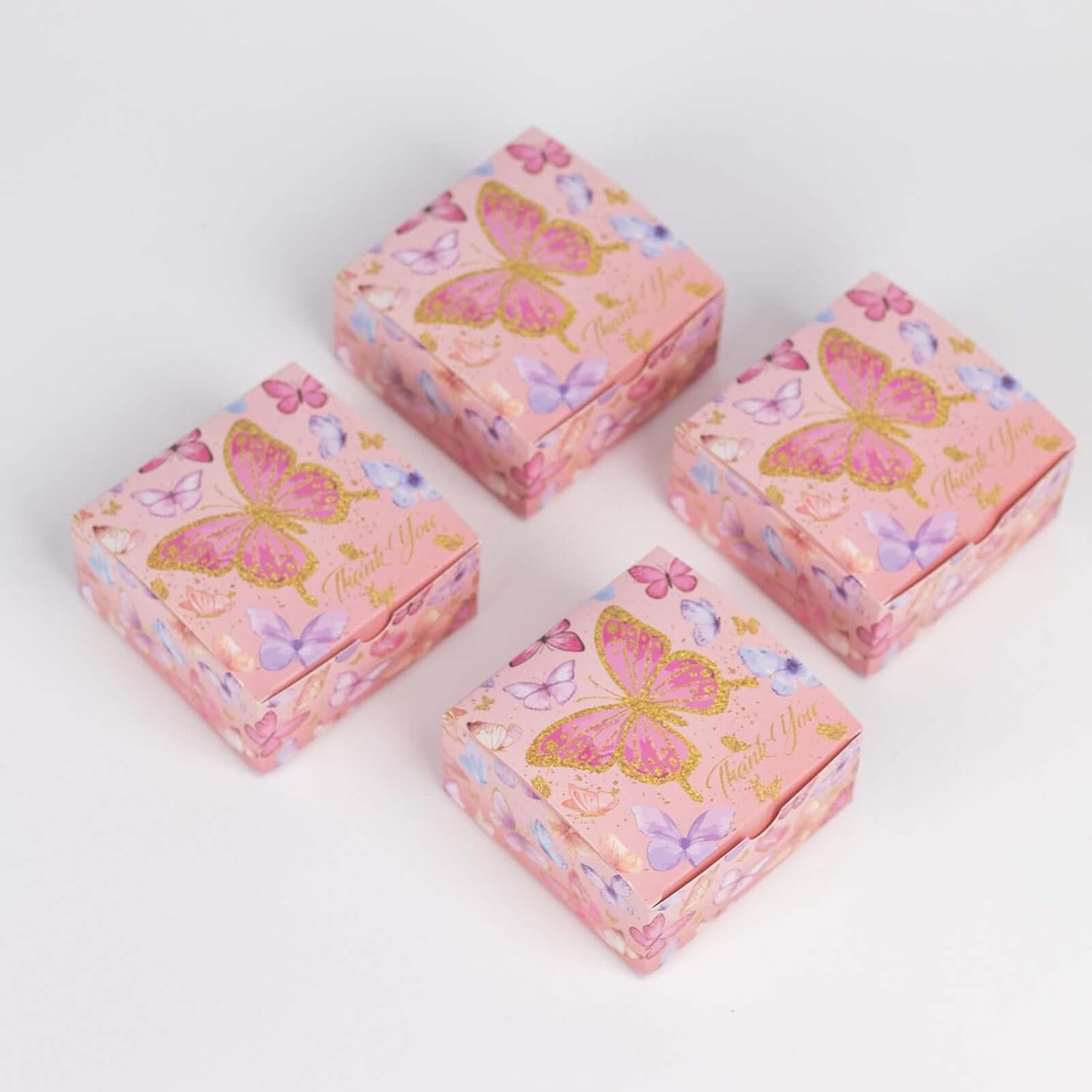 Efavormart 25 Pink Butterfly Party Favor Boxes with Thank You Print