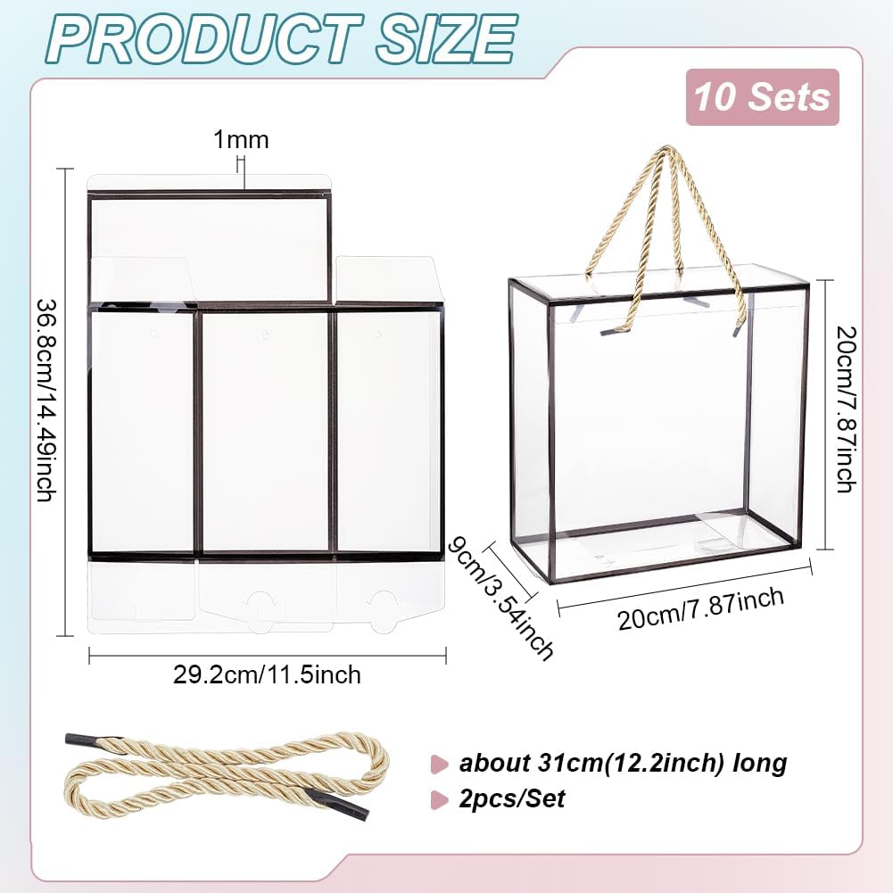 BENECREAT 10 Pack Clear PET Gift Boxes with Handle