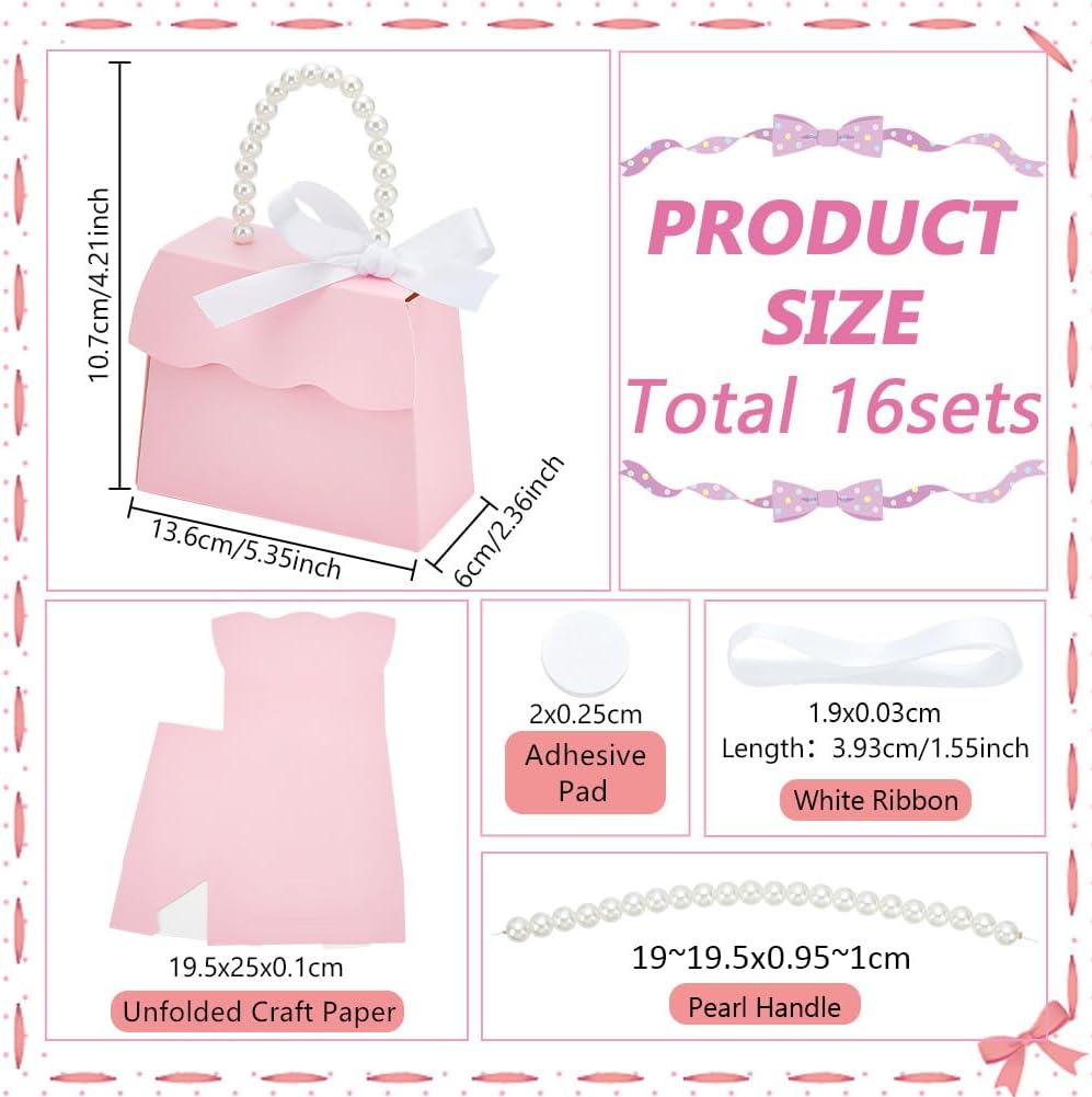 BENECREAT 16 Piece Pink Wedding Favor Box Kit