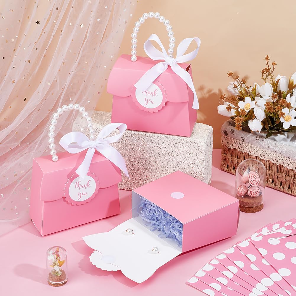 BENECREAT 16 Piece Pink Wedding Favor Box DIY Set