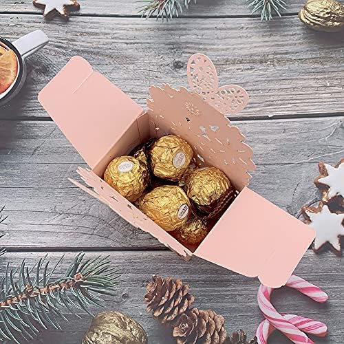 Suponey Pink Laser Cut Candy Boxes for Weddings and Parties 20 PCS