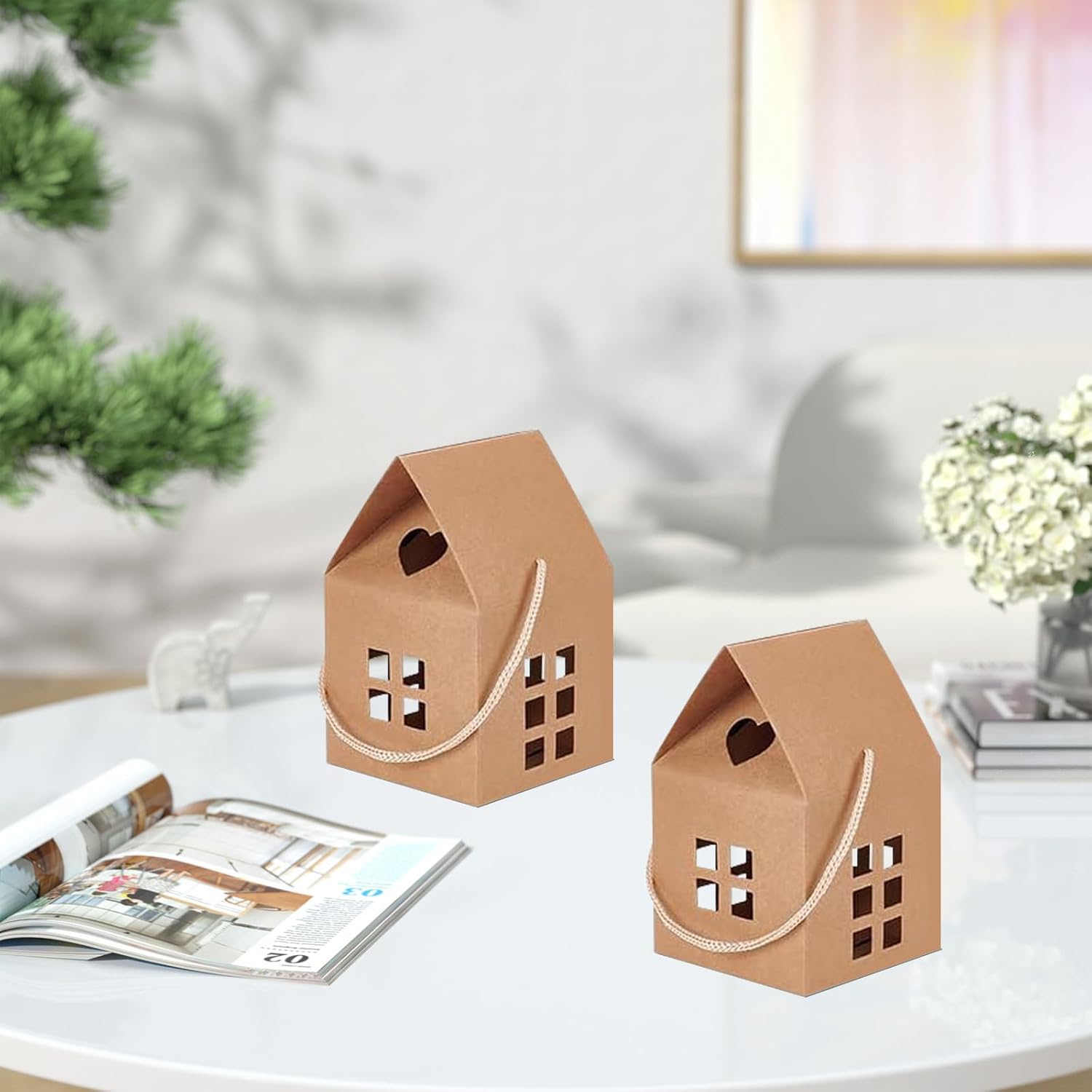 GeryVtee 36 Pcs House Gift Boxes Kraft Paper Candy Containers