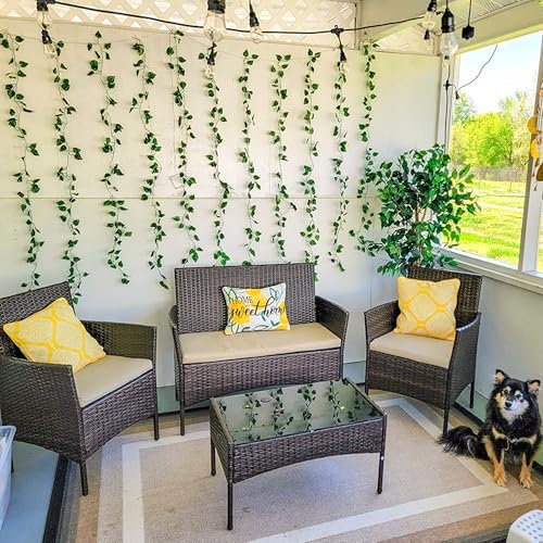 Sqodok 3 Pack Waterproof Cushion Covers for Wicker Rattan Furniture