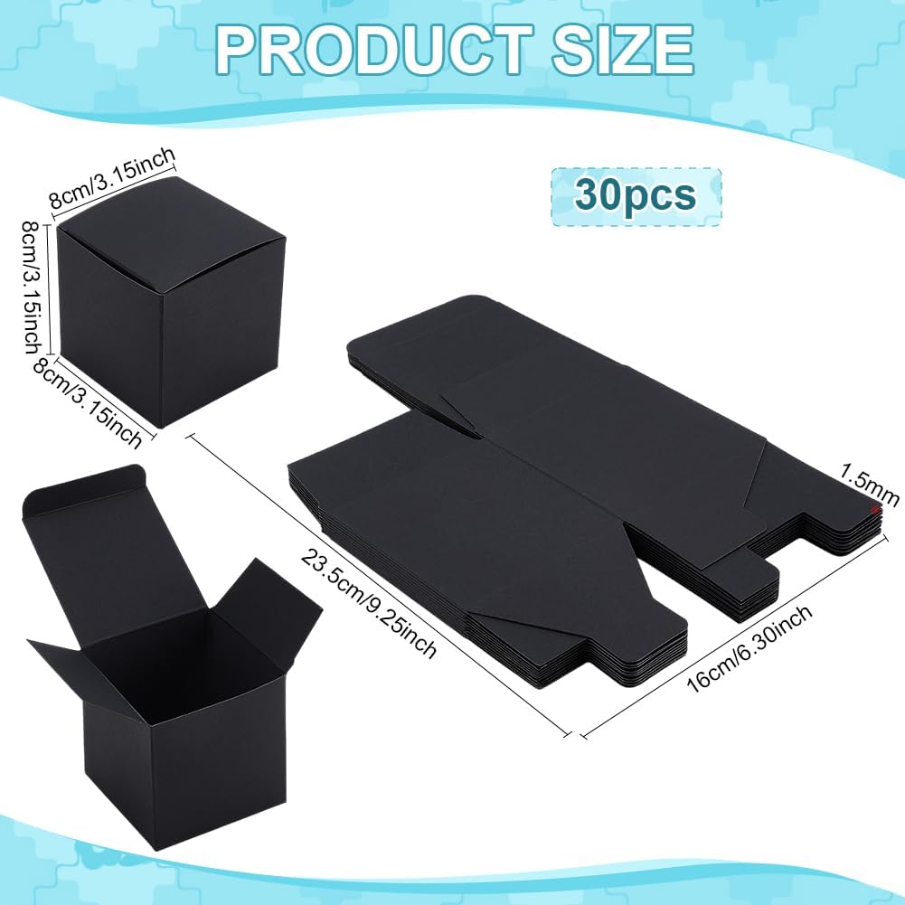 PH PandaHall 30PCS Black Square Gift Boxes for Small Gifts