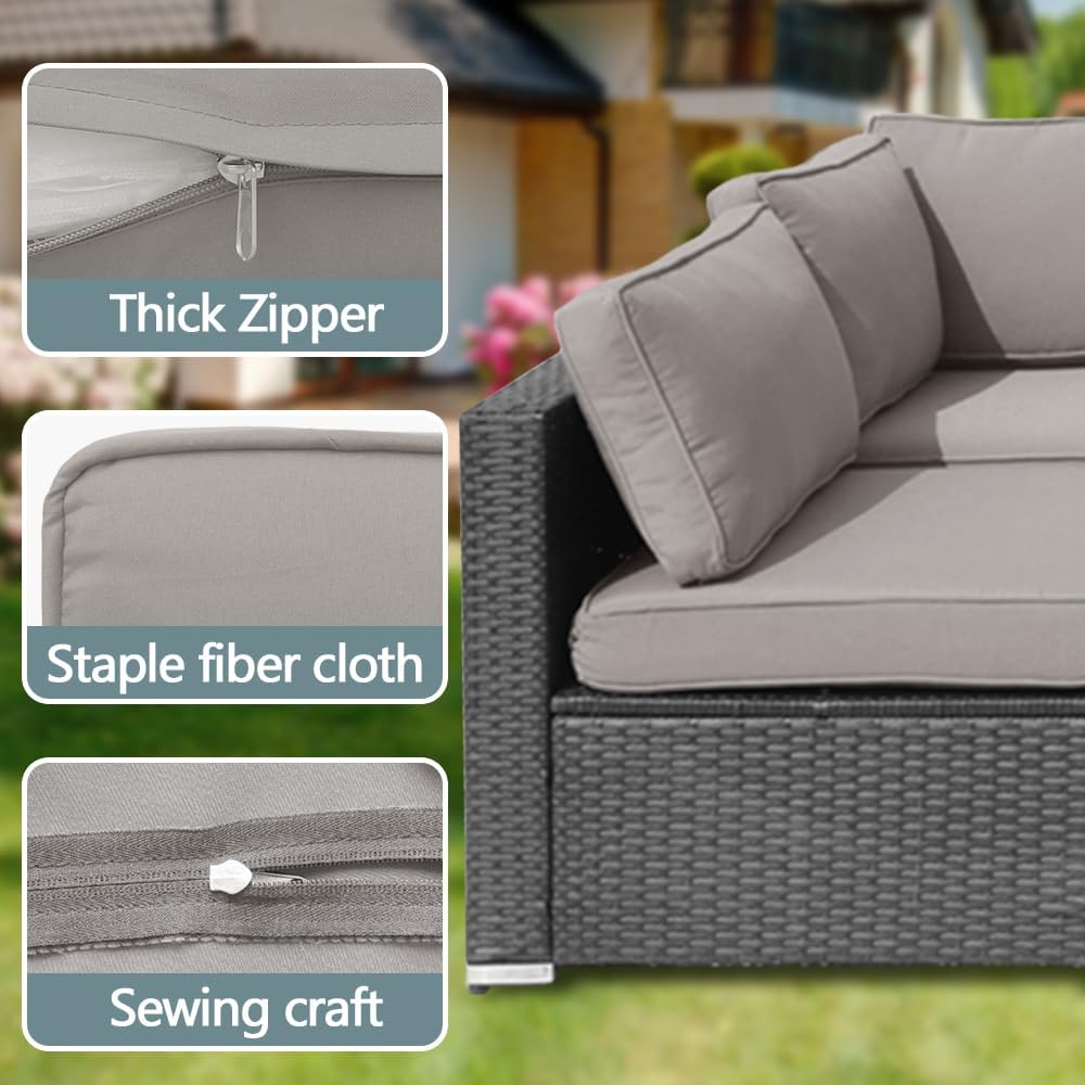 14Pcs Outdoor Cushion Covers with Zipper for 6-Seater Patio Set