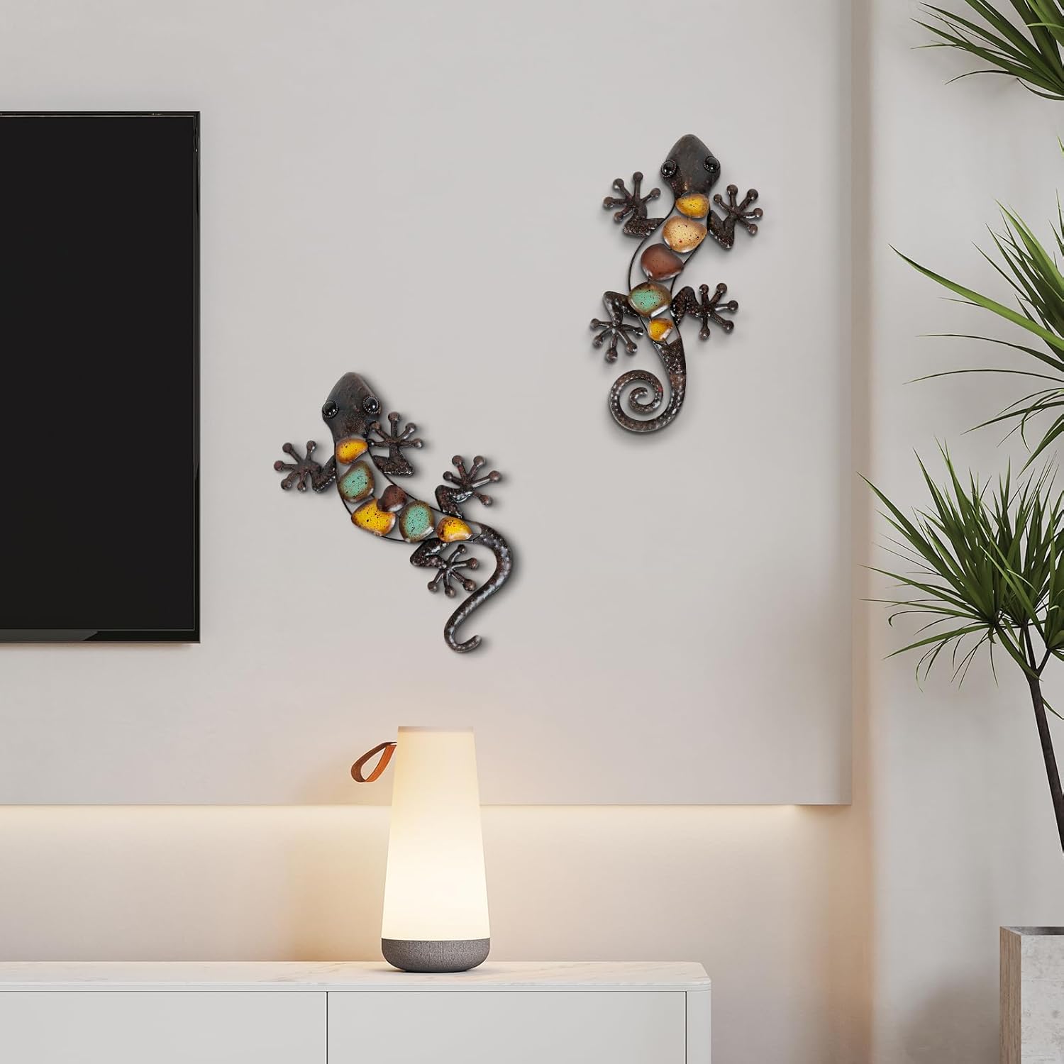 LIFFY Metal Gecko Wall Decor 2 Pack Large 15 Inch