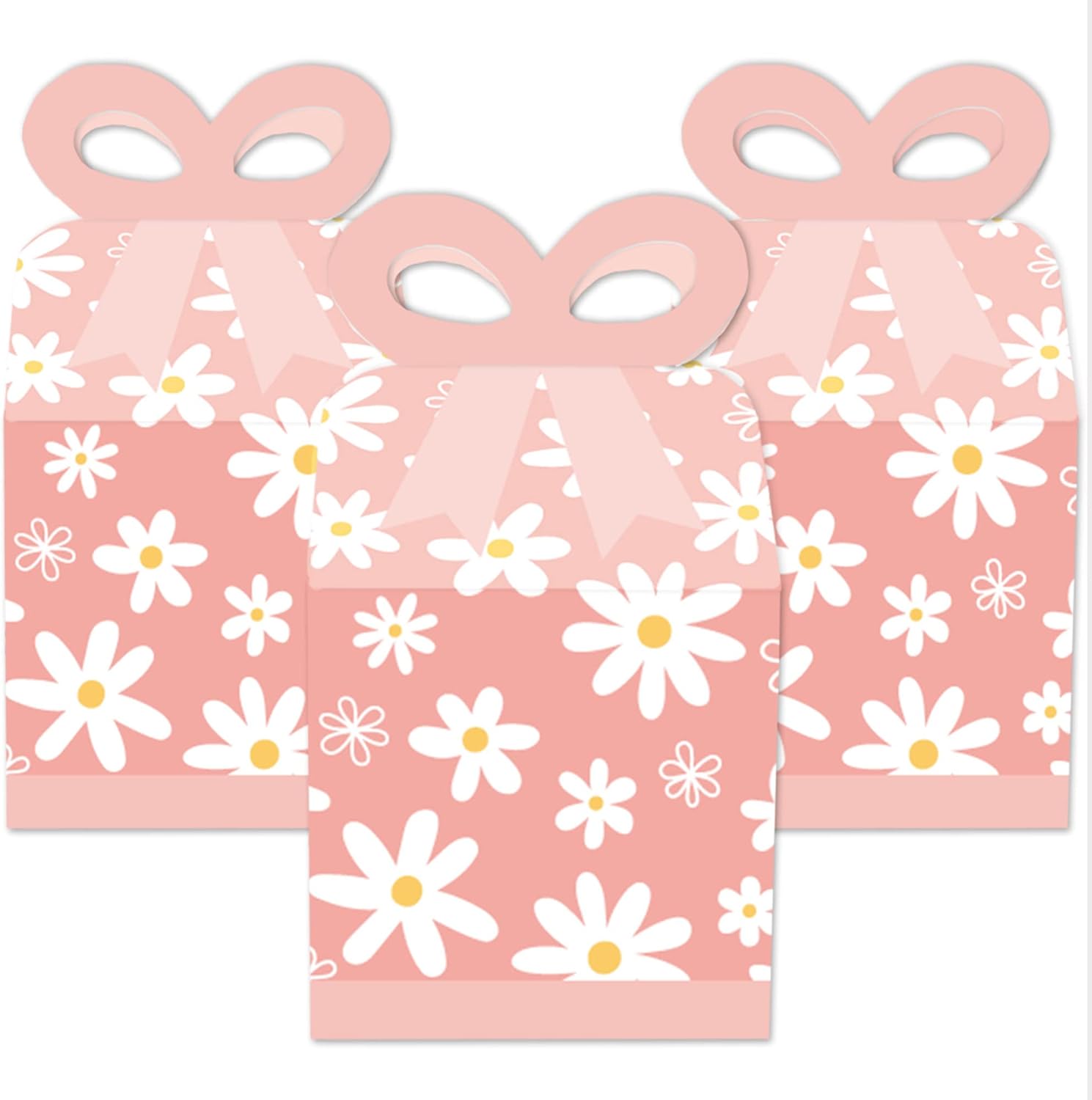 Pink Daisy Flowers Square Gift Boxes Set of 12