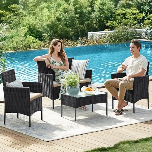 Sqodok 3 Pack Waterproof Cushion Covers for Wicker Rattan Furniture